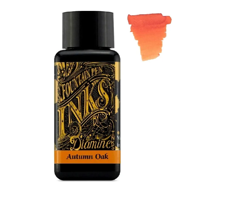 Diamine - Penna stilografica da 30 ml, ruota colorata, 6 bottiglie di rovere autunnale, Syrah, Macassar, Earl Grey, Aurora Borealis, Twilight