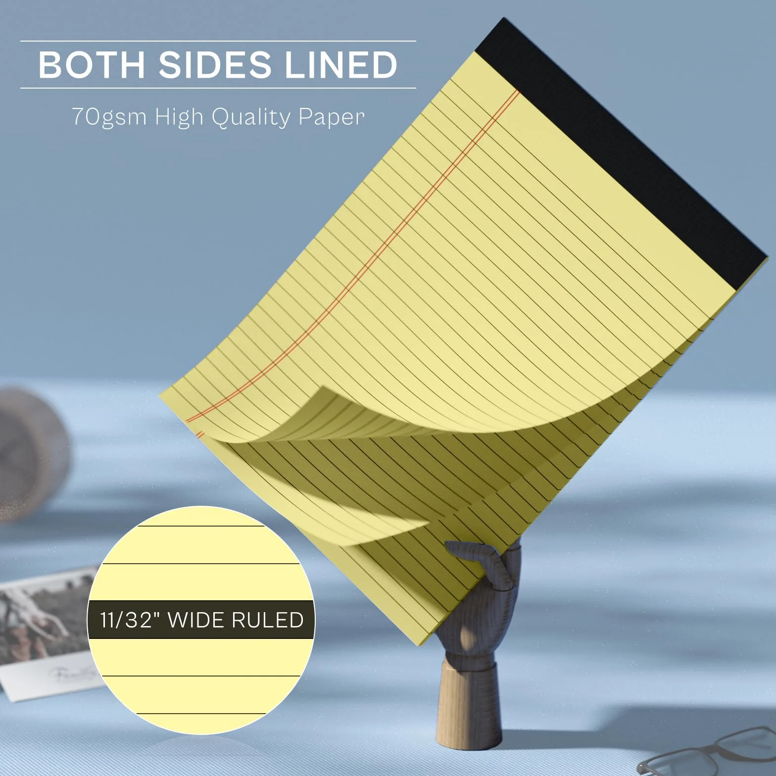 Legal Pads 8,5 x 11 - Confezione da 20 quaderni a righe larghe, 30 fogli perforati con stampa su entrambi i lati, 28 blocchi a righe formato lettera, 70 g/m², carta riciclata, a righe legali, blocco
