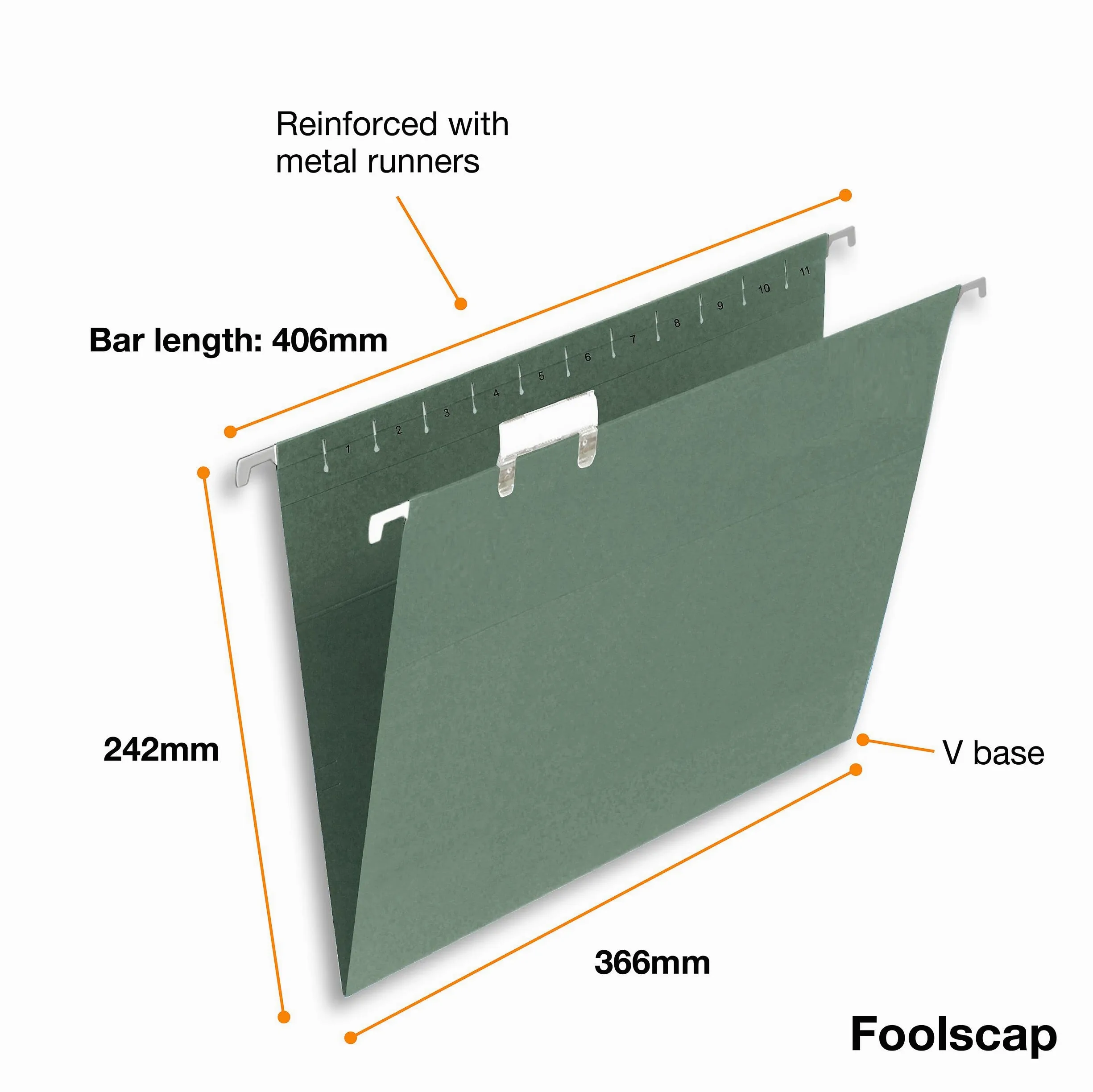 Summit Foolscap, cartelline sospese per schedario, confezione da 50, colore: verde