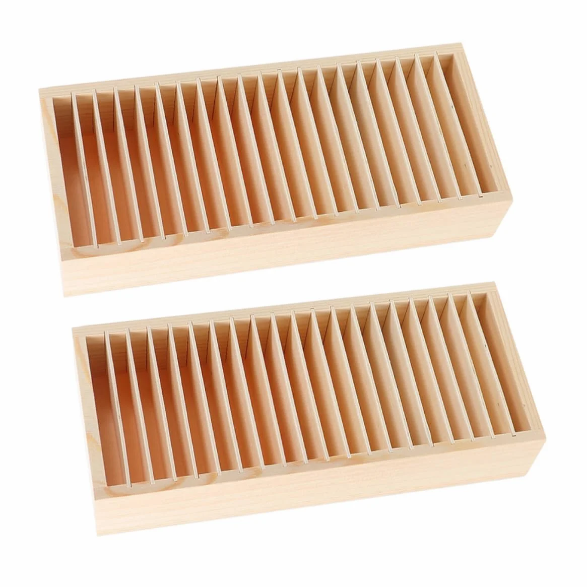 2pezzi Scatola in Legno Multi-scomparti Porta Carte Porta Biglietti da Visita Organizer Rimovibile per Ufficio Casa con Spazio Ampio e Materiale Robusto Naturale