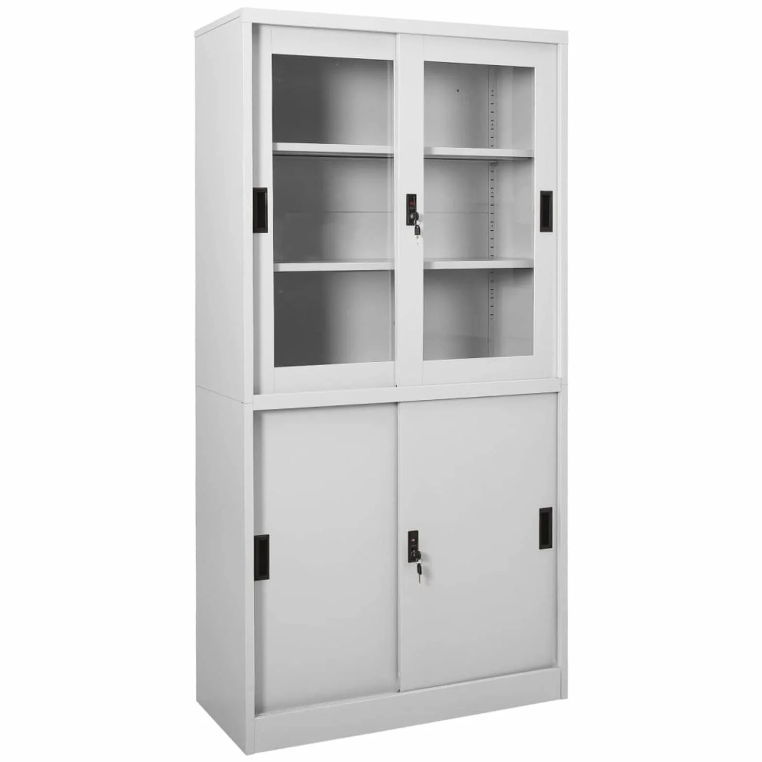 Gecheer Armadio con Anta Scorrevole Grigio Chiaro 90x40x180 cm Acciaio