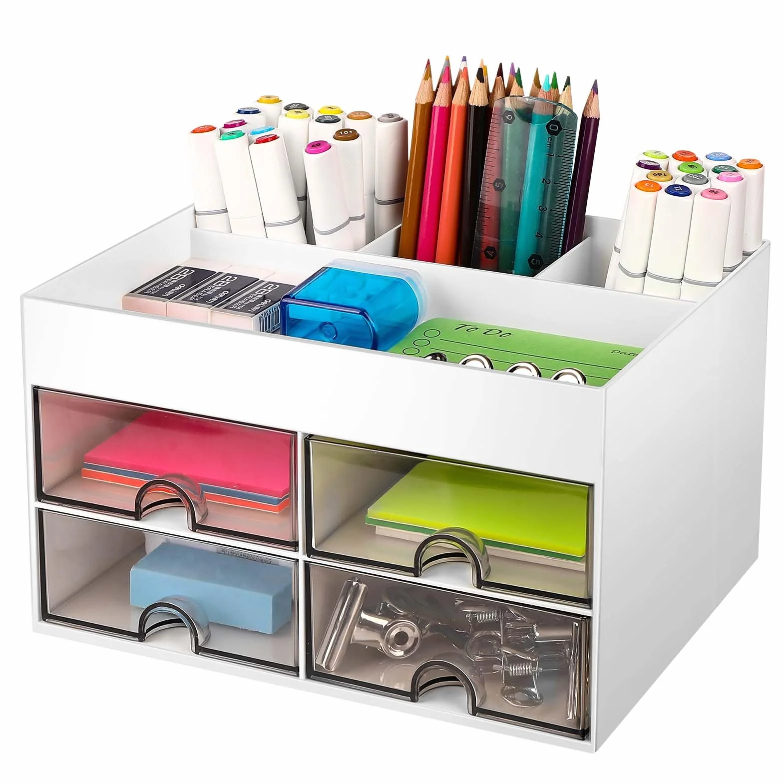 Miiepls Organizzatore Da Scrivania con 4 Cassetti, Salvaspazio Multifunzione per Scuola Casa Ufficio