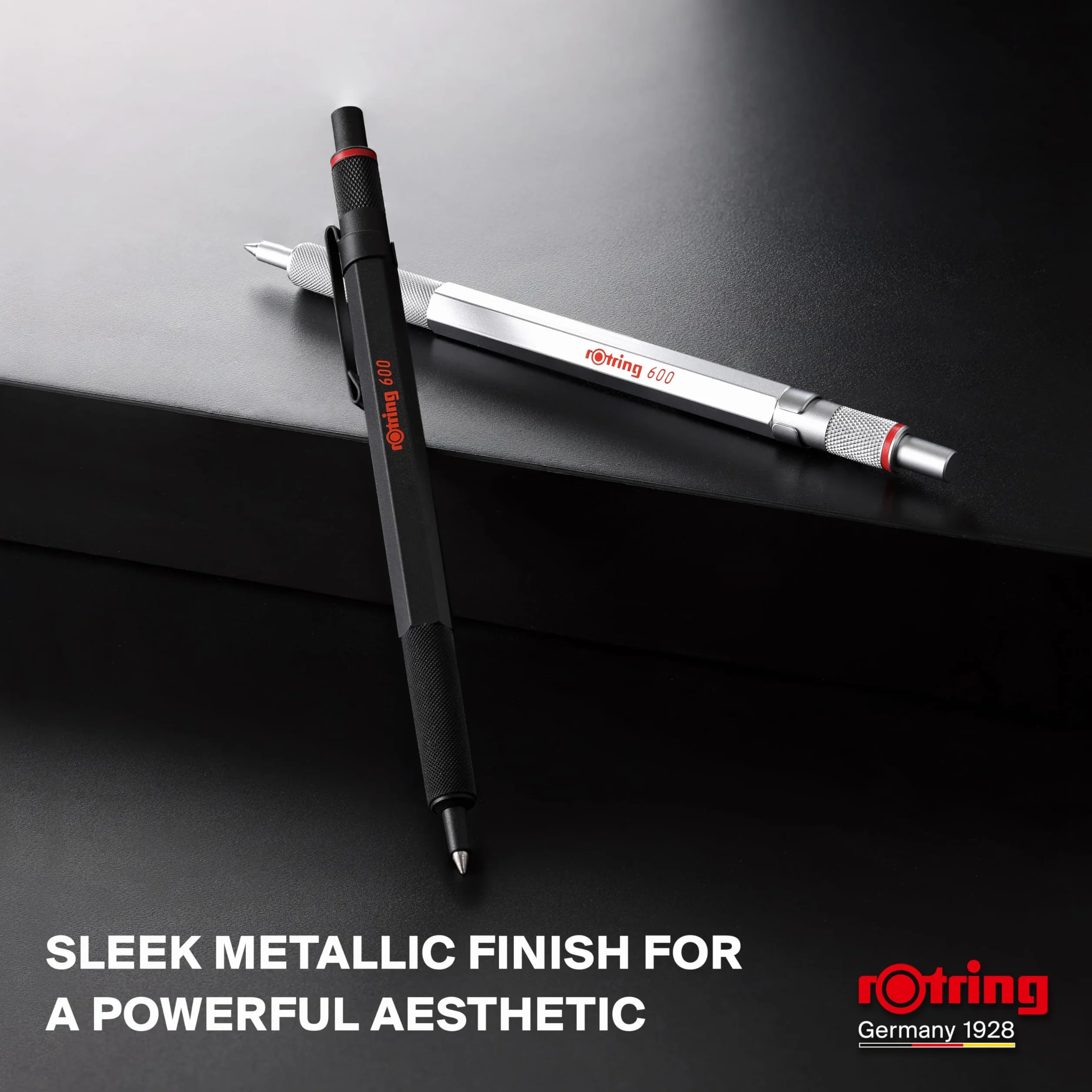 rOtring 600 Penna gel 0,55 mm Inchiostro nero Corpo metallo Impugnatura zigrinata antiscivolo