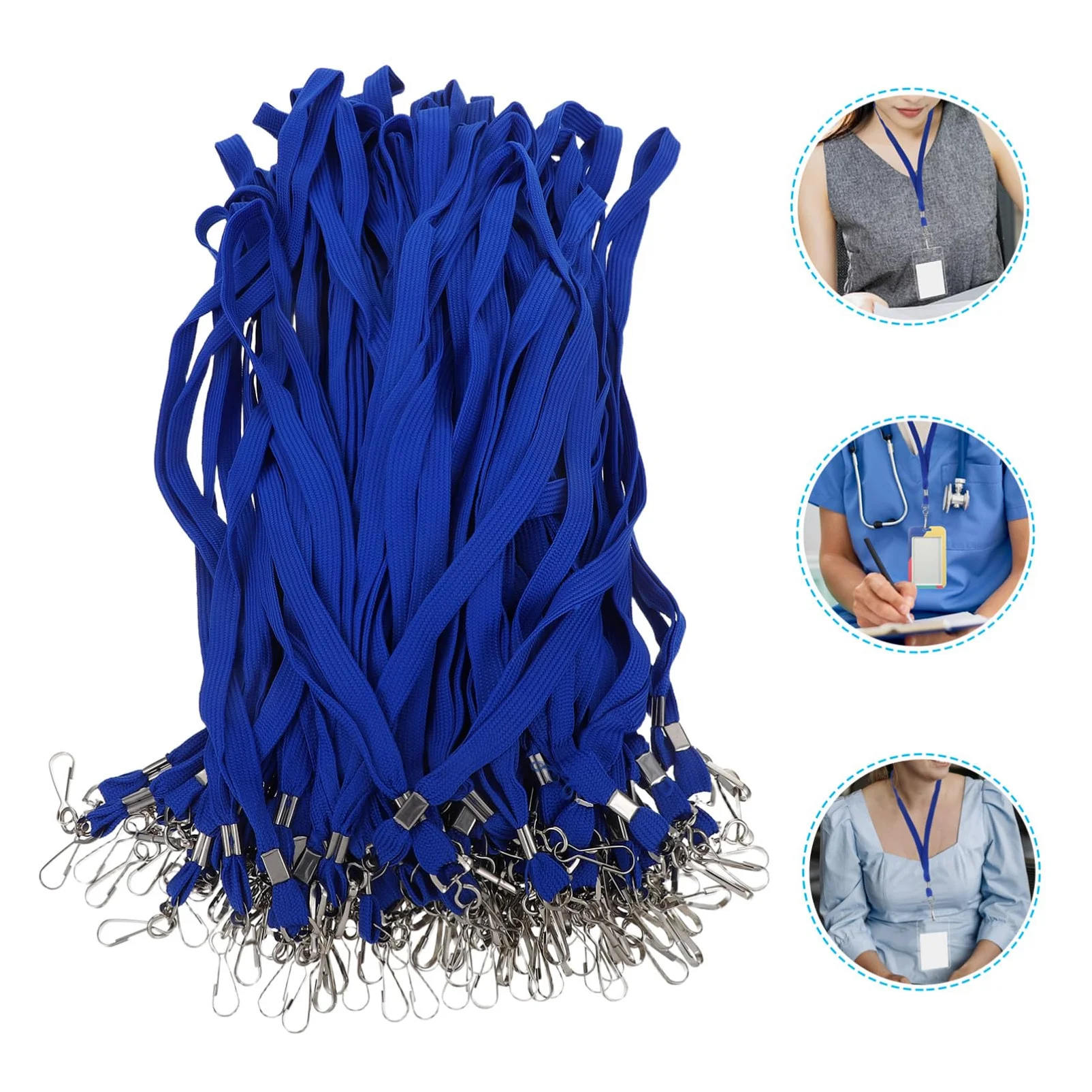 100 pezzi Cordini Porta Badge da Collo Blu con Gancio Staccabile Cinghie Sicure per Targhette e Id per Ufficio Scuola e Eventi