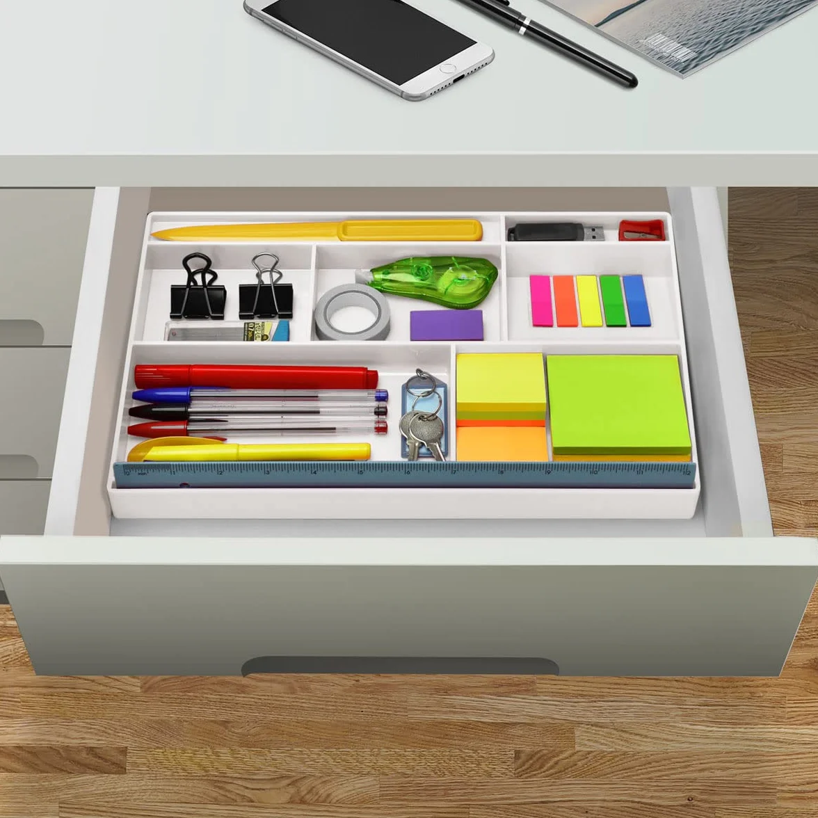 Acrimet Vassoio Organizzatore 8 scomparti 32,4x20,3x2,7 cm Bianco Plastica
