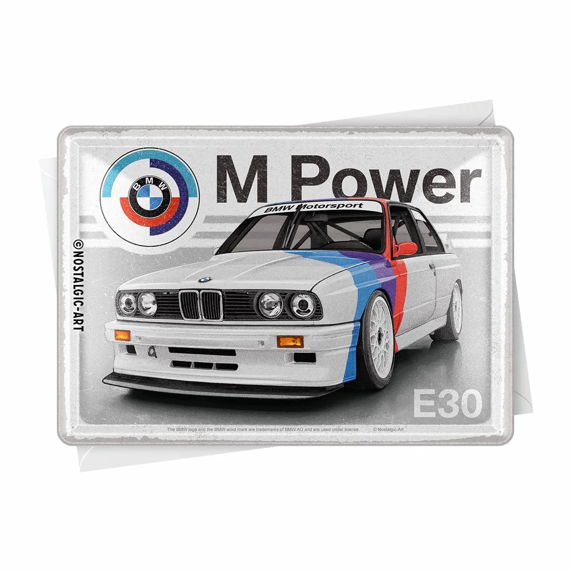BMW Motorsport Cartolina in latta retrò 10x14 cm M Power E30 Official License Product