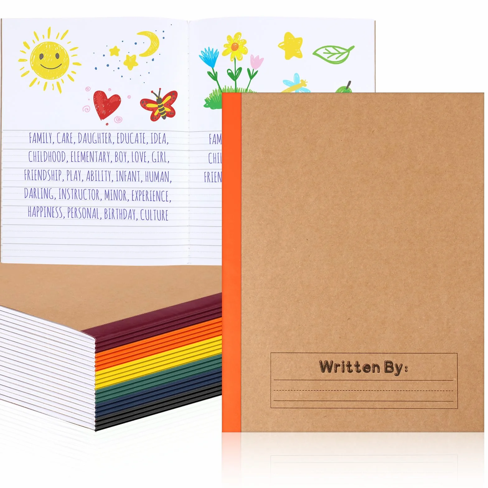 Henoyso 20 quaderni per composizione primaria da 22,9 x 19,5 cm, per bambini, forniture per il ritorno a scuola, quaderno per scrittura primaria K-2 per bambini e studenti, per disegnare e scrivere