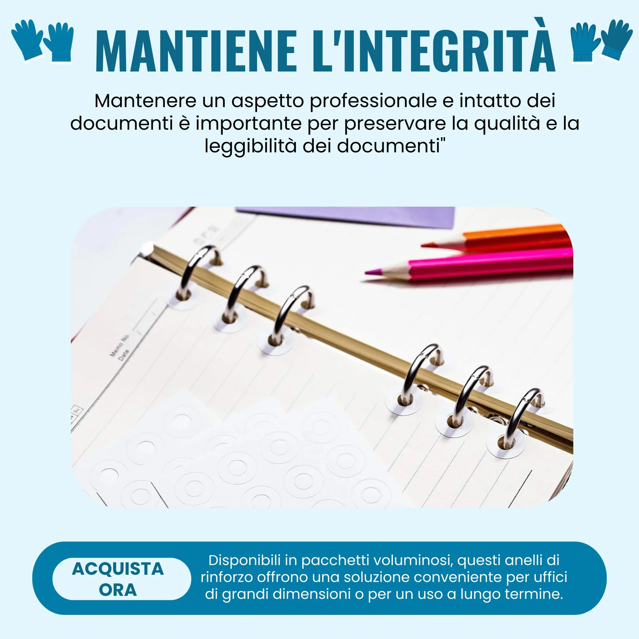 Salvabuchi Fogli Anelli Rinforzi Bianco 3000 | Anelli Autoadesivi Vinile