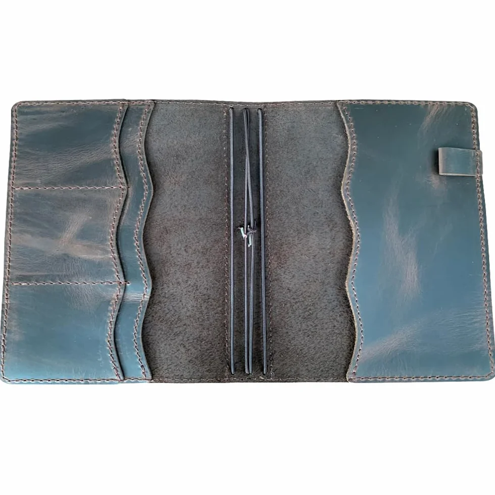 Travelers Notebook Cover con tasche interne, slot per carte di credito e portapenne, formato B6, marrone scuro