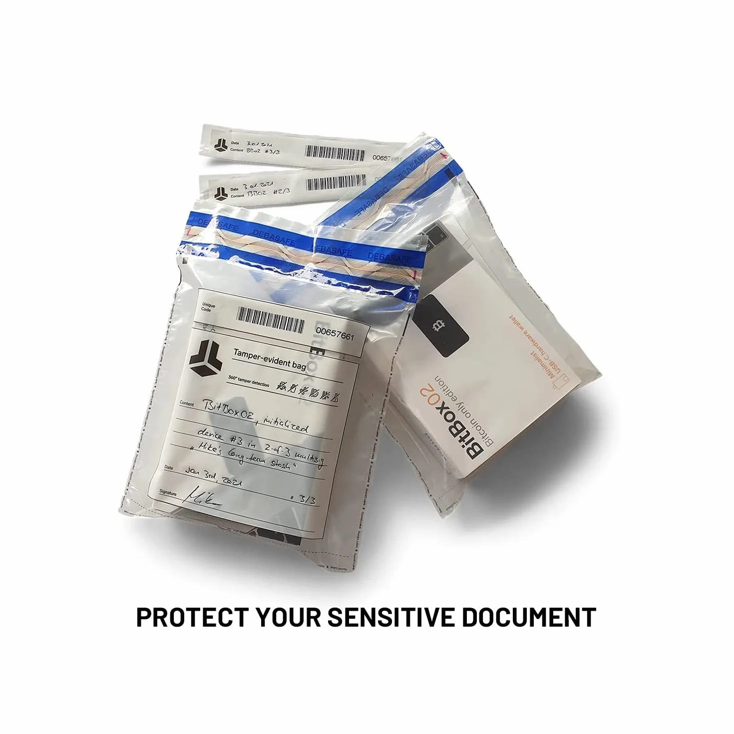 BitBox - Buste di sicurezza anti-manomissione, per proteggere i tuoi documenti sensibili o il backup di un portafoglio Bitcoin; Set di 5 buste (7,6 x 11,6 pollici)