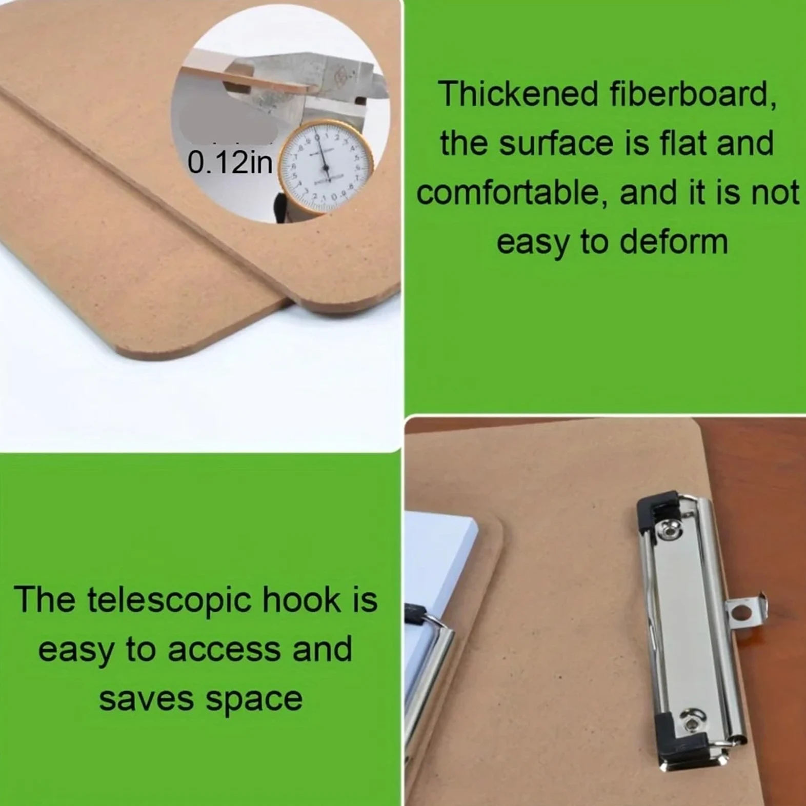 Portablocco in legno 6 pezzi 10 Portablocco in fibra di legno A4 - Lavagne resistenti for studenti, scuola e forniture for ufficio(10PACK)