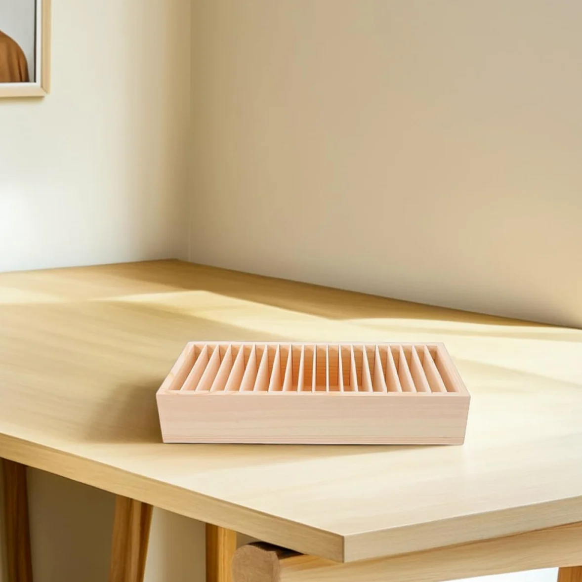 Yardwe Portabiglietti da Visita in Legno 2 Pezzi Struttura Staccabile e Design Multi-scomparto per Organizzare e Conservare Carte da Visita, per Ufficio e Casa