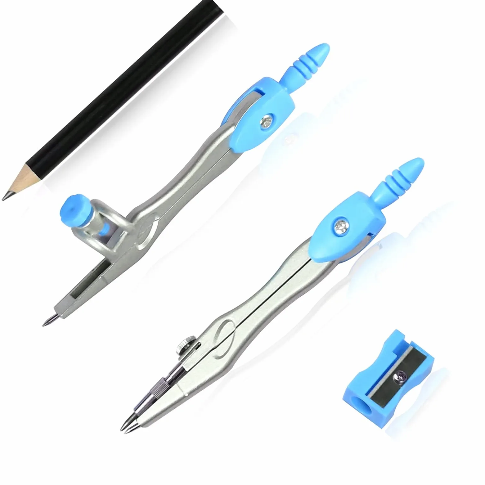 Compasso Kit Geometria Matematica - 10 Pezzi for Set Studente bussole Geometrico Set di Alta precisione Professionale Metal School Compass Set Set Compassi Tracciare (Color : Color Blue)