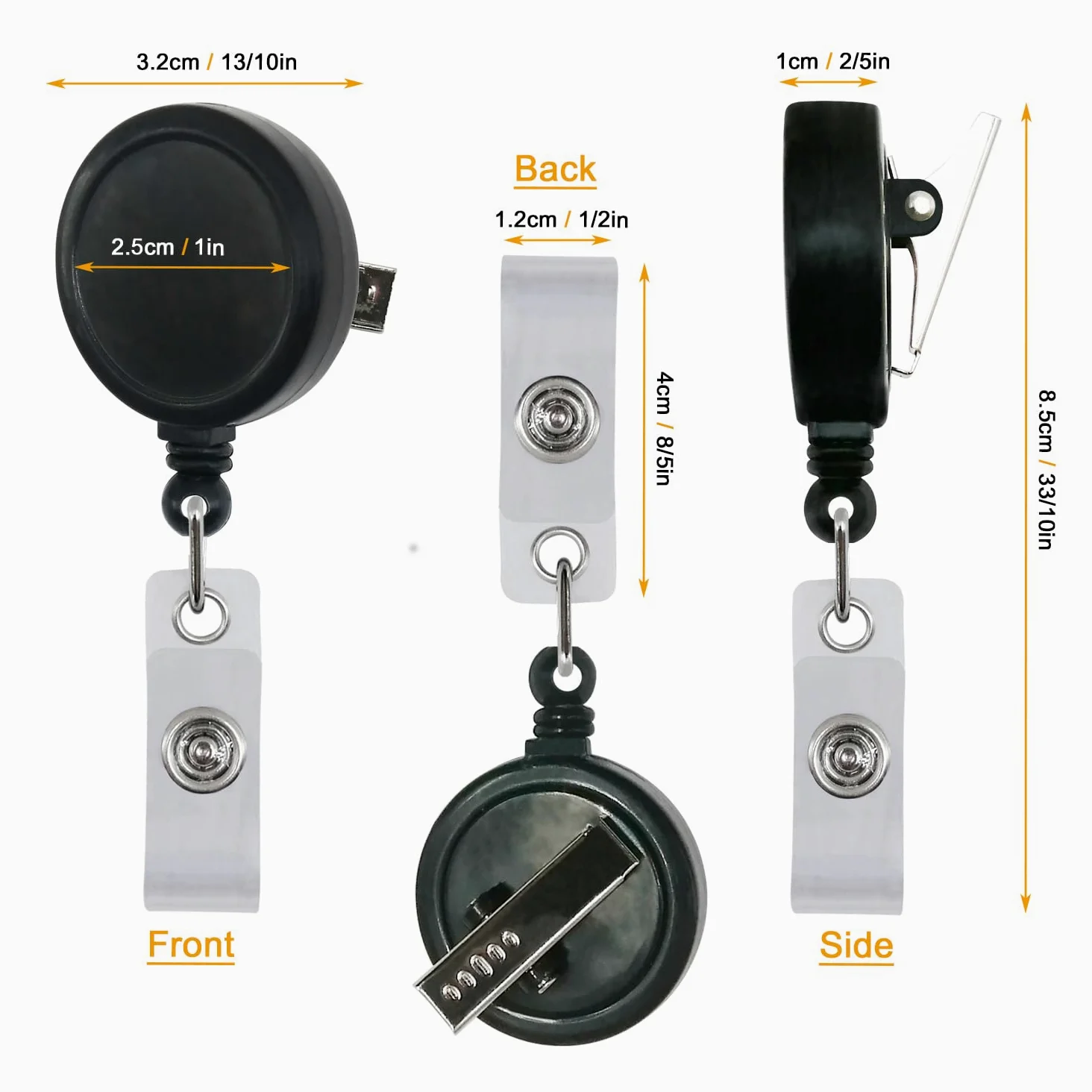 Premium Badges, confezione da 50 porta badge retrattili con clip a coccodrillo girevole, confezione da 6