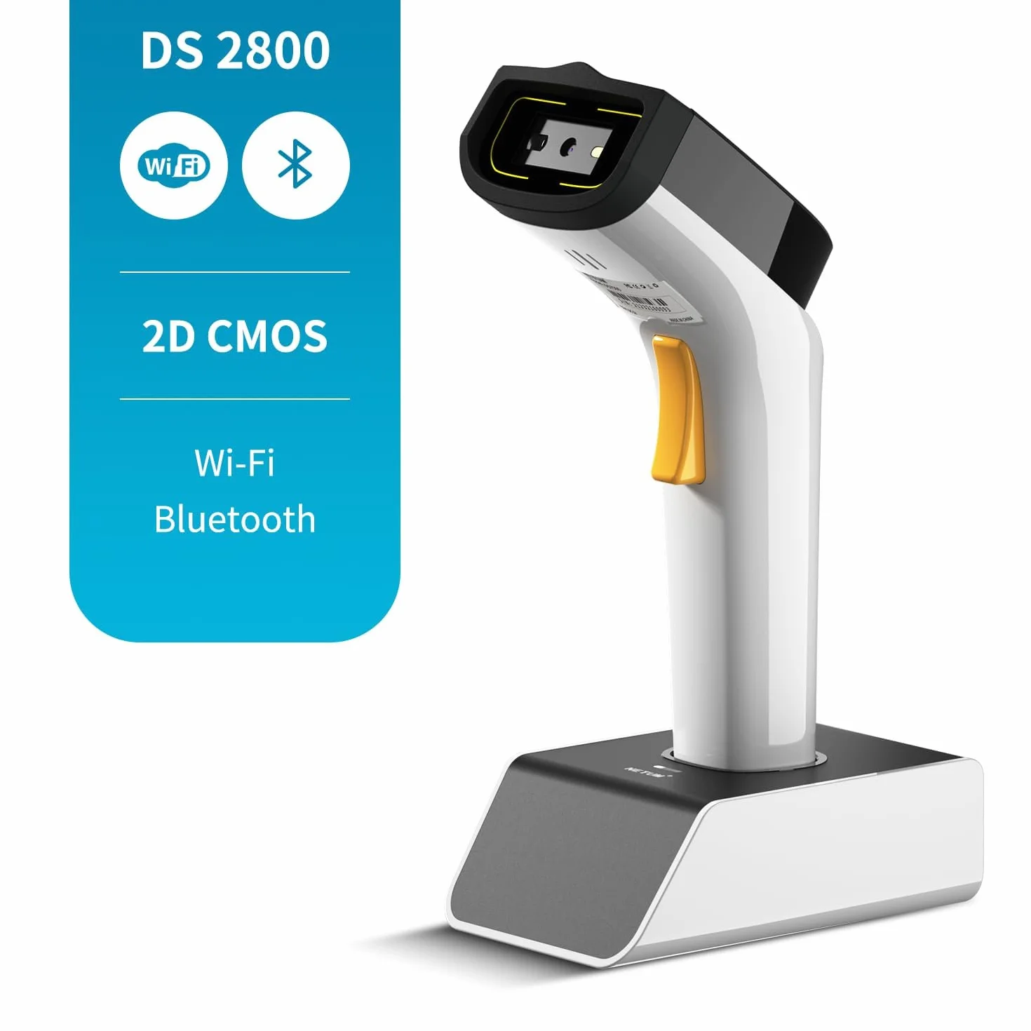 NETUM Scanner di Codici a Barre 2D Wi-Fi Wireless Collegati con Protocolli di Rete TCP UDP, Lettore di Codici a Barre Automatico a Rilevamento Mani Libere 1D 2D QR PDF417 Inventario POS - DS2800