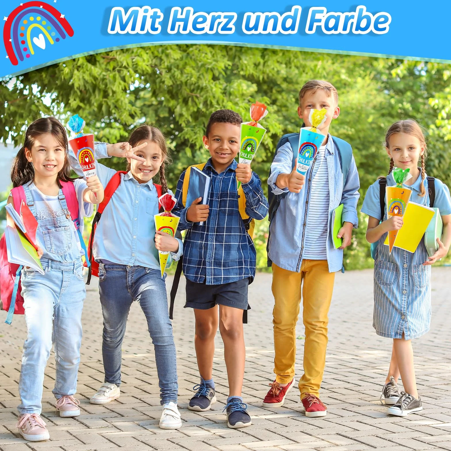 Sacchetti per la scuola 28 cm, mini sacchetti da riempire, zucchero colorato