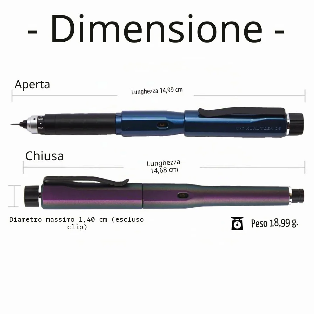 三菱鉛筆 Uni Kuru Toga Dive - Portamine, rotazione automatica della mina e avanzamento automatico regolabile, 0,5 mm, colore: Blu Abyss