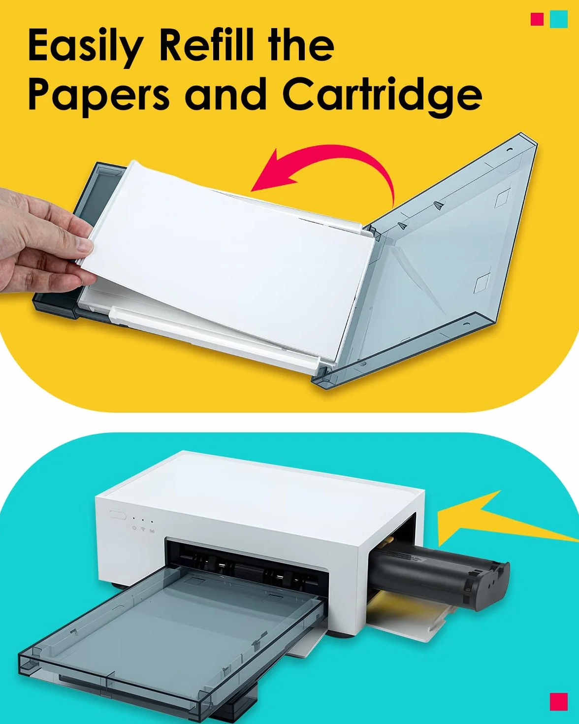 Liene Amber M100/M200/M110/M210 4"x6" Carta Fotografica LP-80 10x15cm Pacchetto 80 + 2 Cartucce Inchiostro