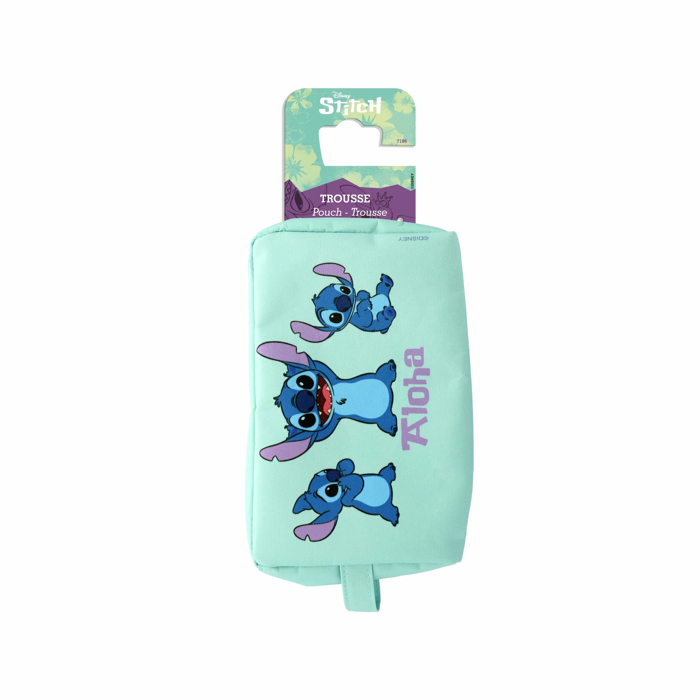 Disney Borsa da toilette Aloha Stitch Blu turchese con manico laterale Accessorio ufficiale Lilo & Stitch