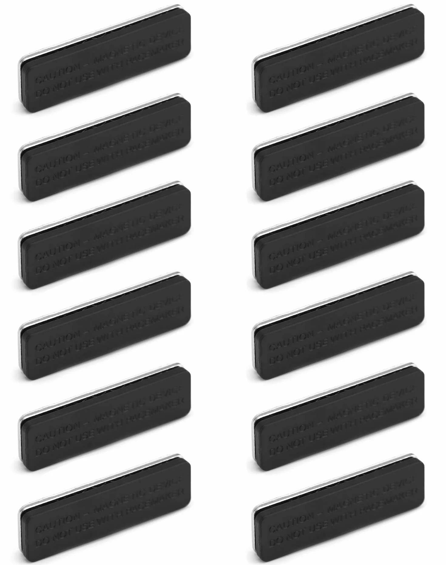 QWORK 12 Pezzi Porta Badge Magnetico 45*13mm Nero con 3 Potenti Magneti Nastro Adesivo 3M