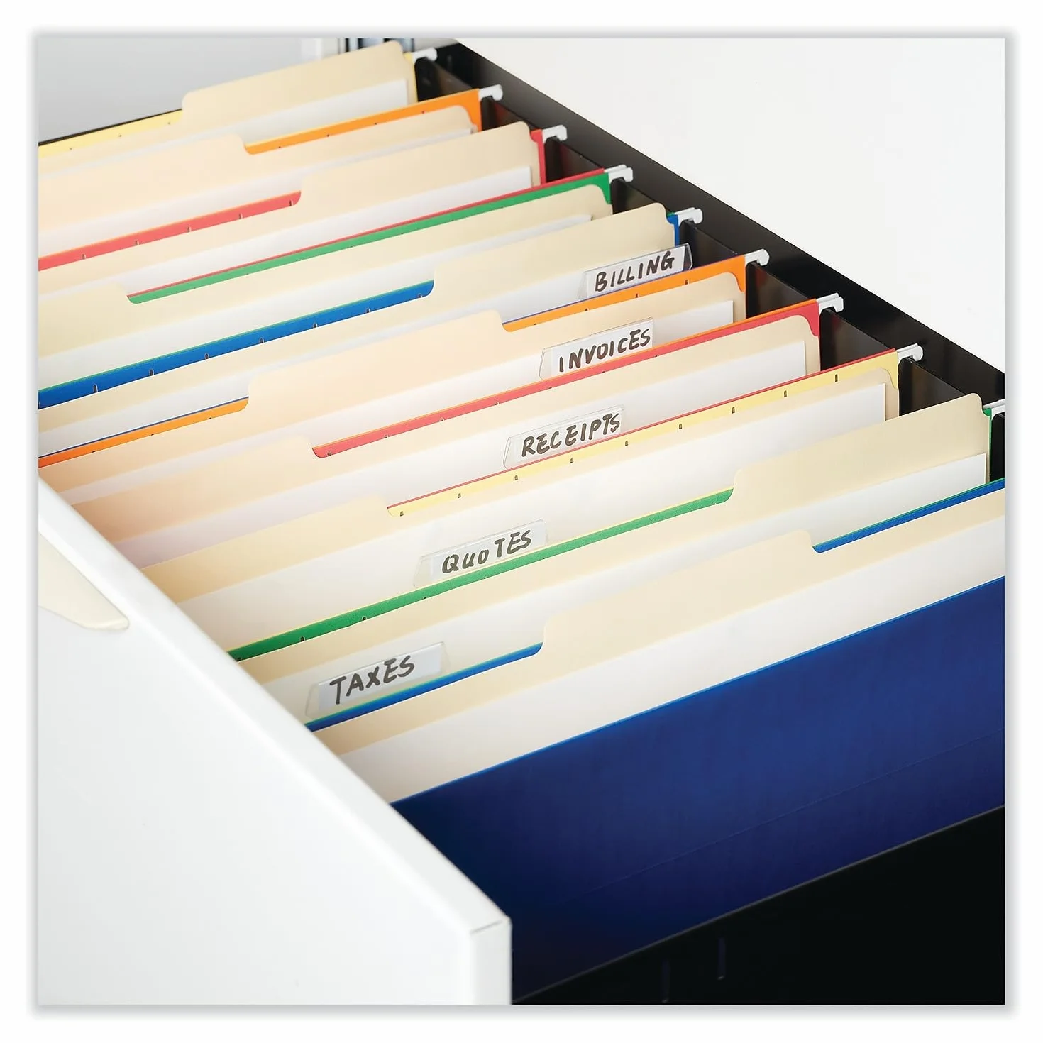 Universal® File Folders, 1/5 Cut Assorted, One-Ply Top Tab, Legal, Manila, 100/Box, Sold as 1 Box