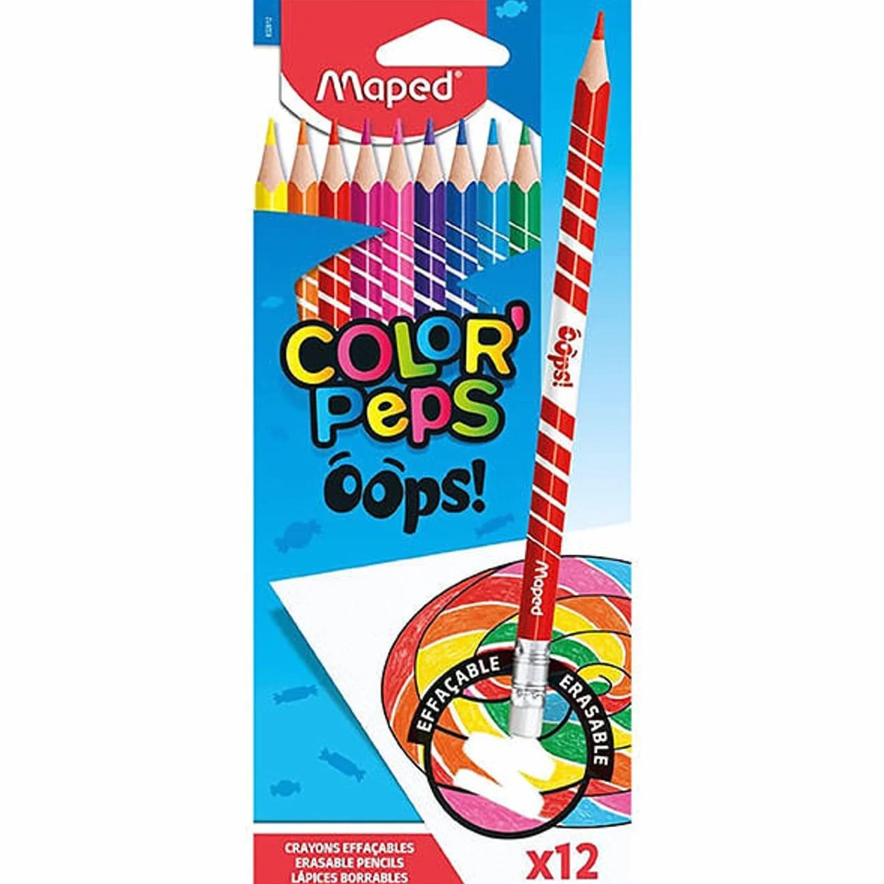 Maped Pastelli Cancellabili Oops X12 Con Gomma Incorporata Color Peps