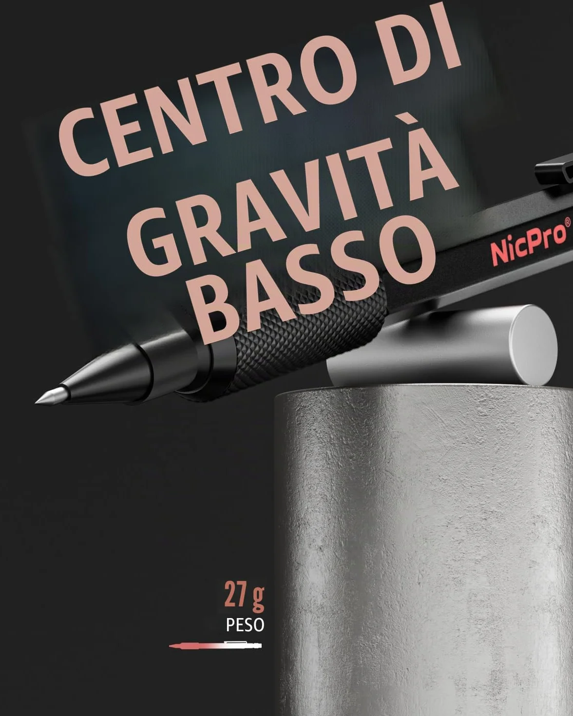 Nicpro Portamine 2 mm MP2000 con Custodia, 12 Ricariche Nera e Colorata, Gomme - Portamine in Metallo Resistente Alle Intemperie
