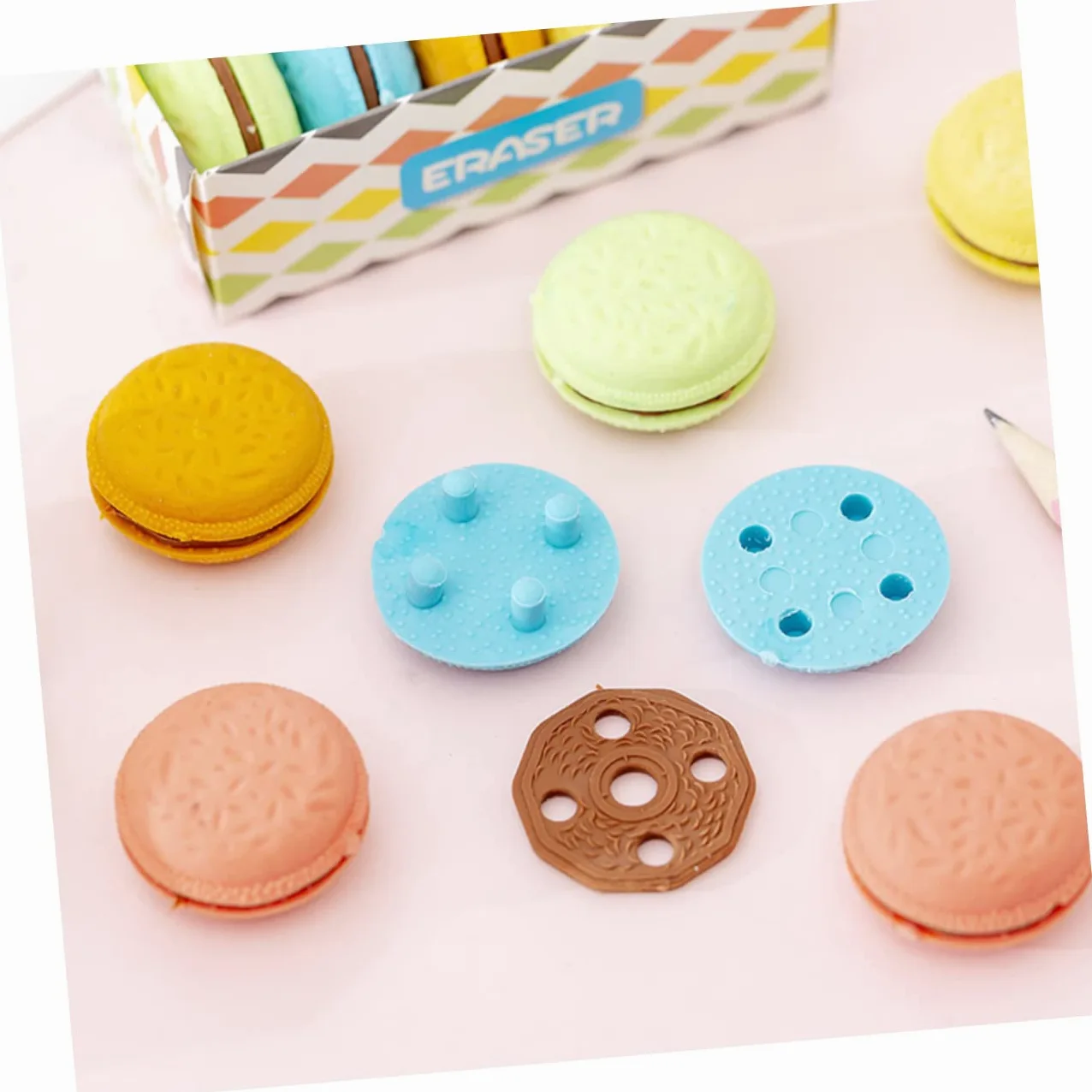 Lurrose 3 Set Gomma Macaron Gomme Da Cancellare Gomma Per Di Sabbia Evidenziatore Cancellino Magnetico Per Lavagna Bianca Cartone Animato Da Cancellare 4 Scatole*3