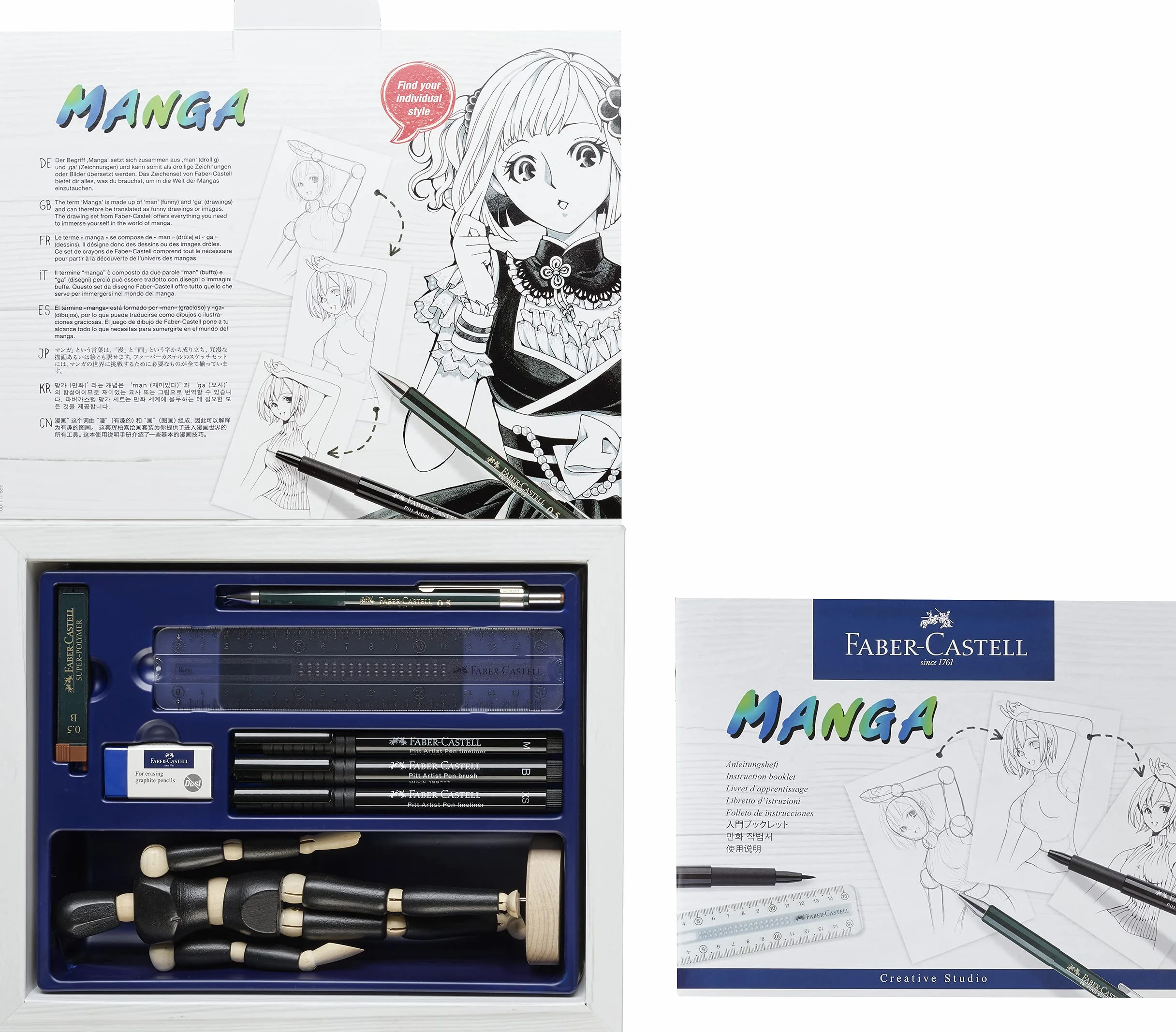 Faber-Castell Manga Set Starter Pitt Artist Pen & 167132 Pitt Artist Manga Set Nero Set 4 Punte Xs, S, F, B