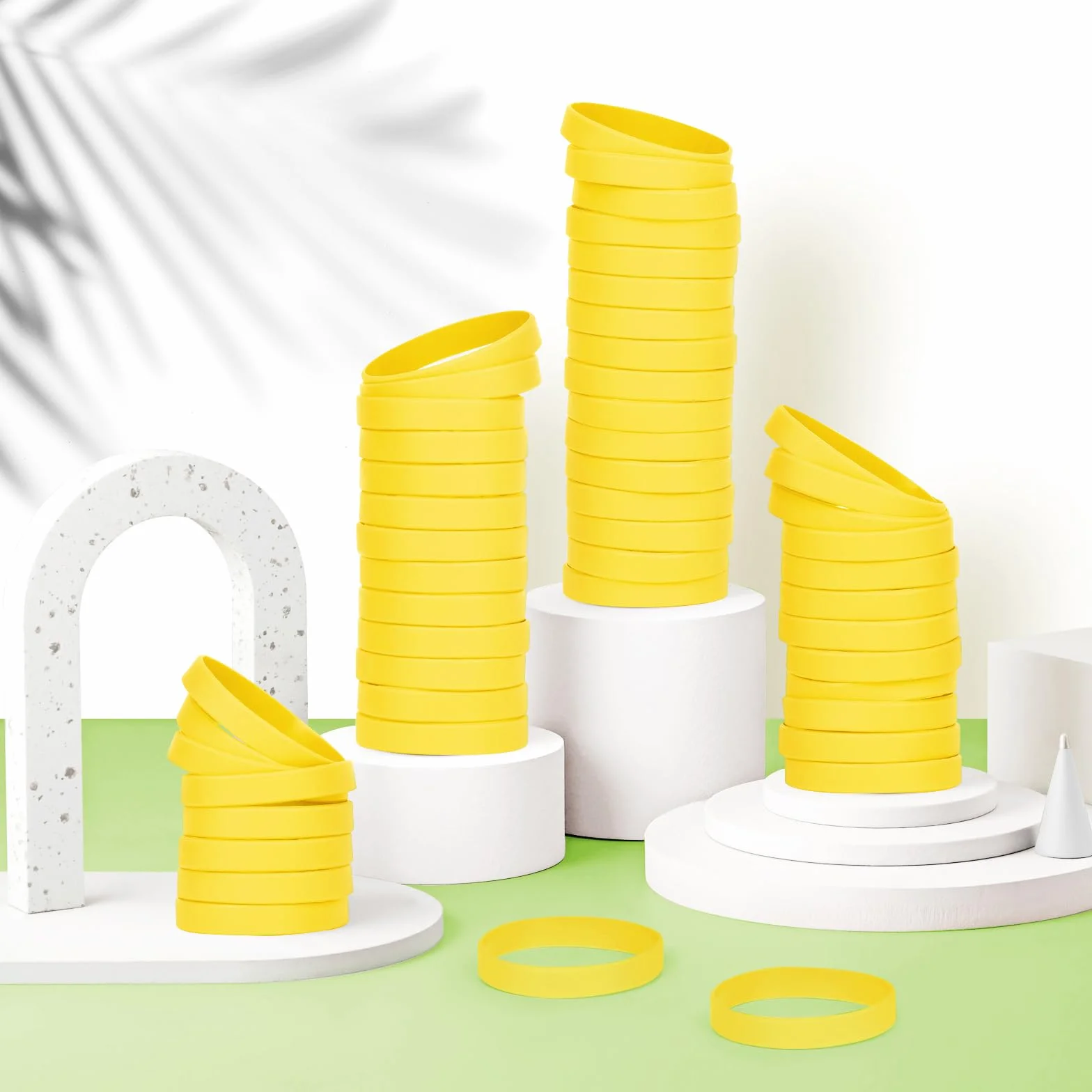 Braccialetti In Silicone 8'' 100 Pezzi Nero Elastici di Gomma 4 Colori