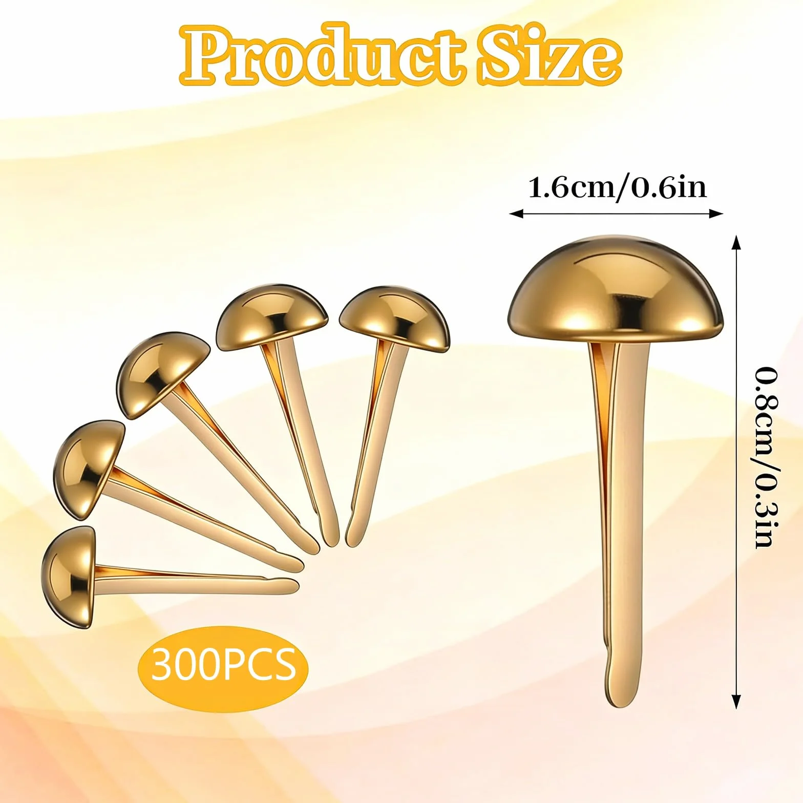 300 Pezzi Fermacampioni Dorati 8mm Clip Metalliche a Testa Tonda per Scrapbooking, Ufficio, Scuola