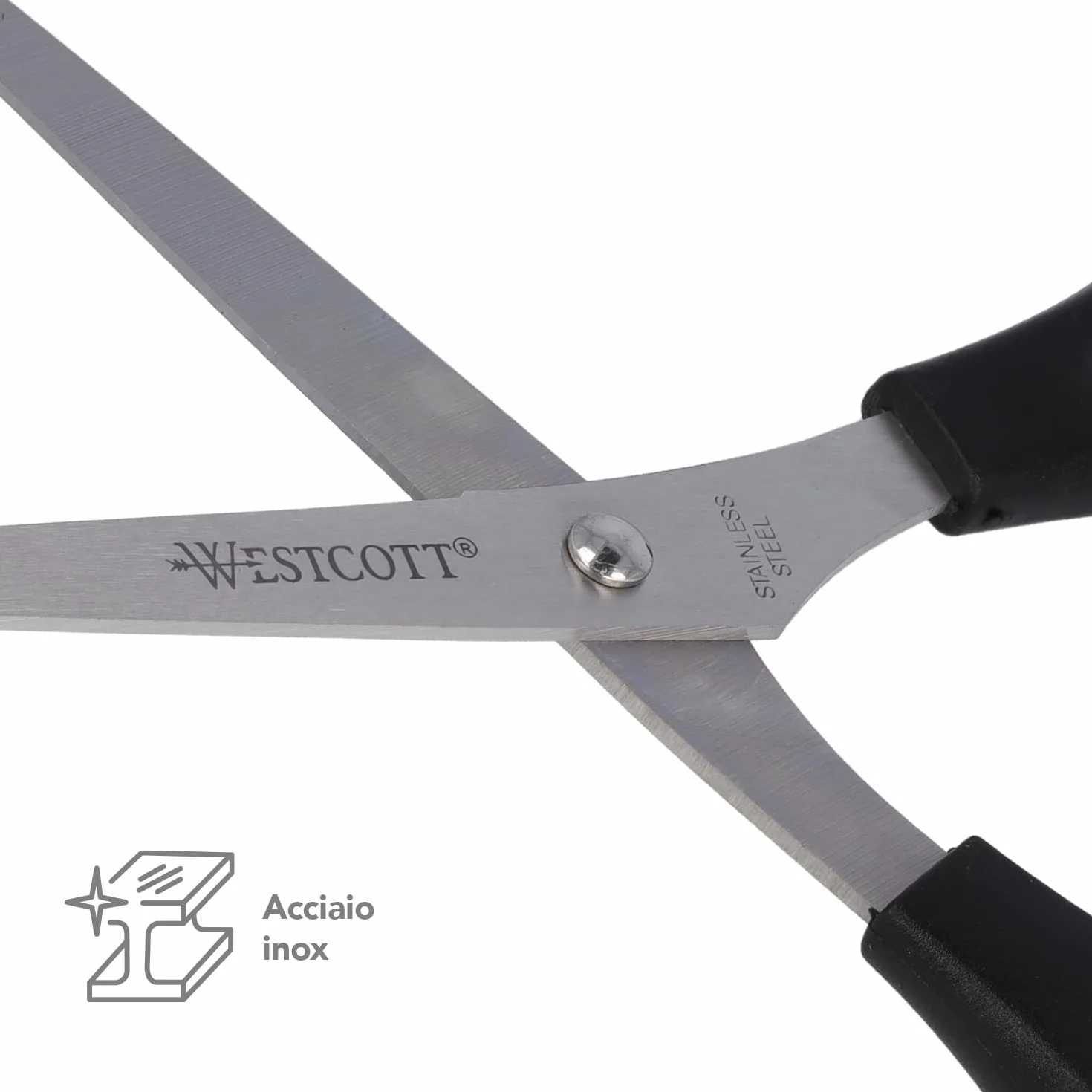 Westcott Forbici 8" (20,3 cm) nere, acciaio inossidabile, lama extra affilata, ufficio