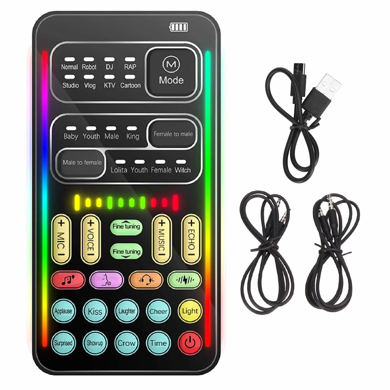 Dispositivo Cambia Voce Portatile, Scheda Portatile Multifunzionale per Trasmissione in Diretta, Mascheratore Vocale per Effetti Multifunzionali per Telefoni Cellulari, PC,