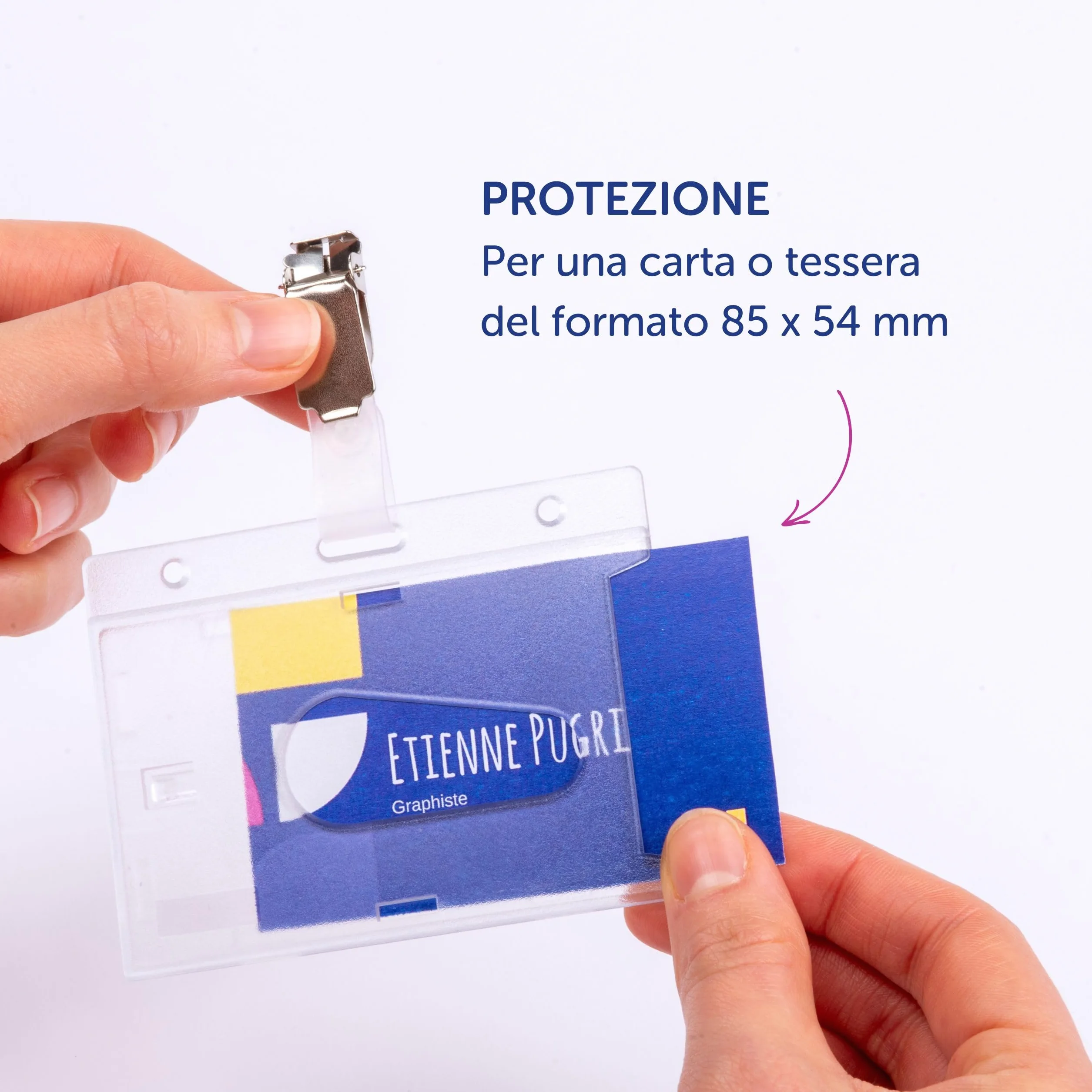 Avery Italia 4826 Porta Badge di Sicurezza per Eventi Rigidi con Clip 54x85mm, 25 Pezzi-Adatti per Eventi, Accessi e Identificazione del Personale