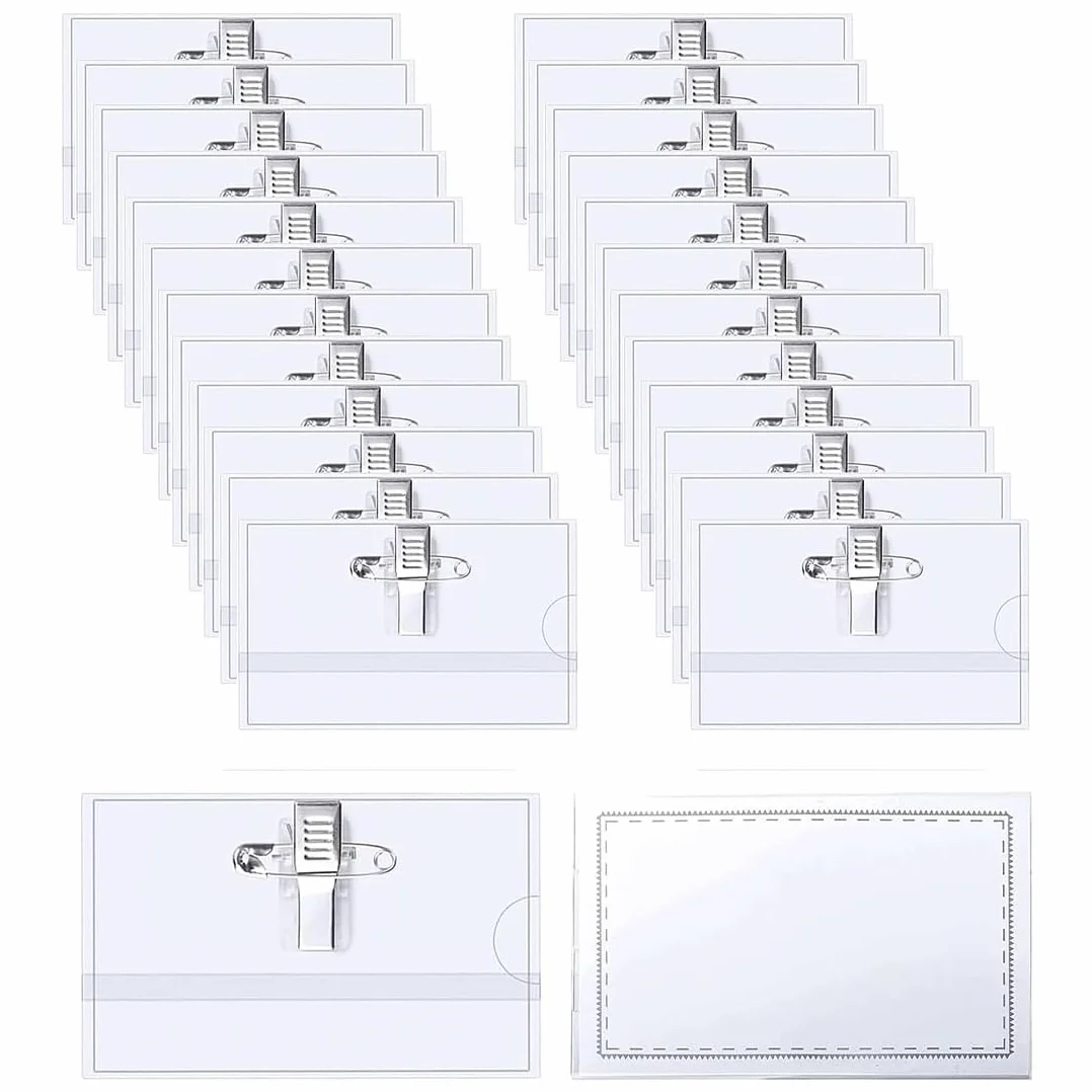 Porta Badge 30 Pezzi 90x56mm Custodia Protettiva con Spilla di Sicurezza per Scuola Ospedale Ufficio