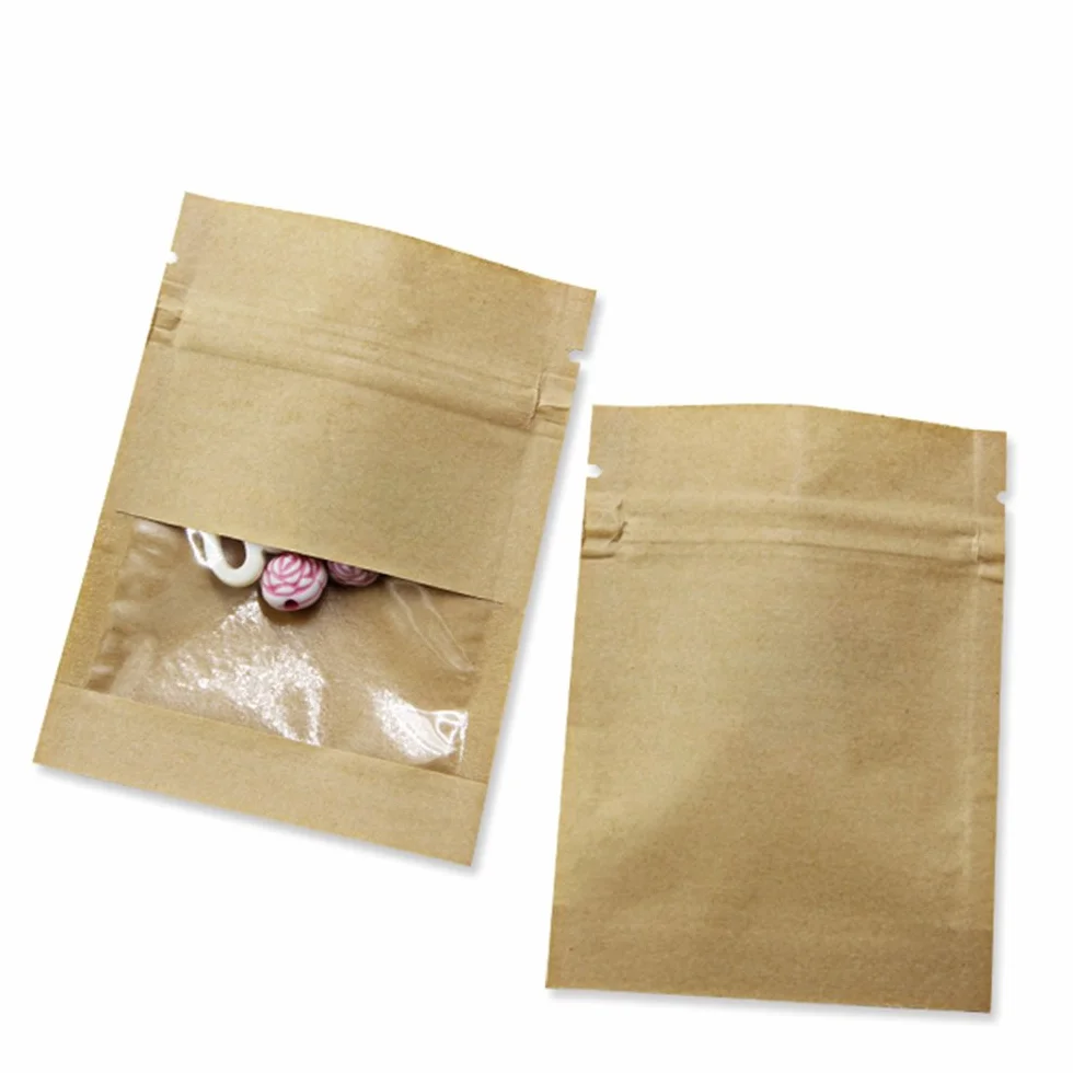 Kraft Papier Buste a Seme Richiudibili Finestra Trasparente 7x9cm 100 szt.