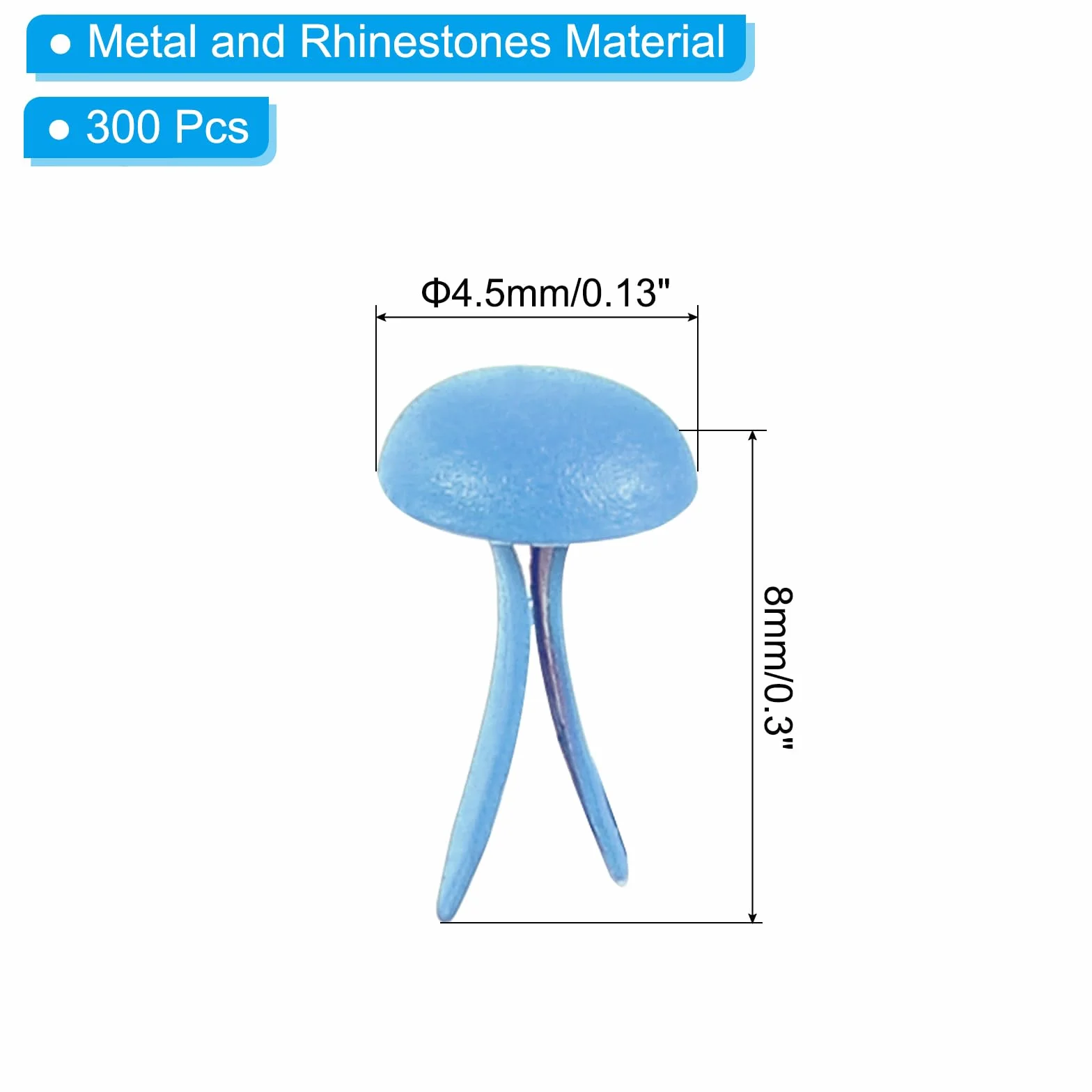 PATIKIL Fermacarte a Testa Rotonda in Metallo da 300pz per Artigianato, Azzurro 0,3"x0,18"