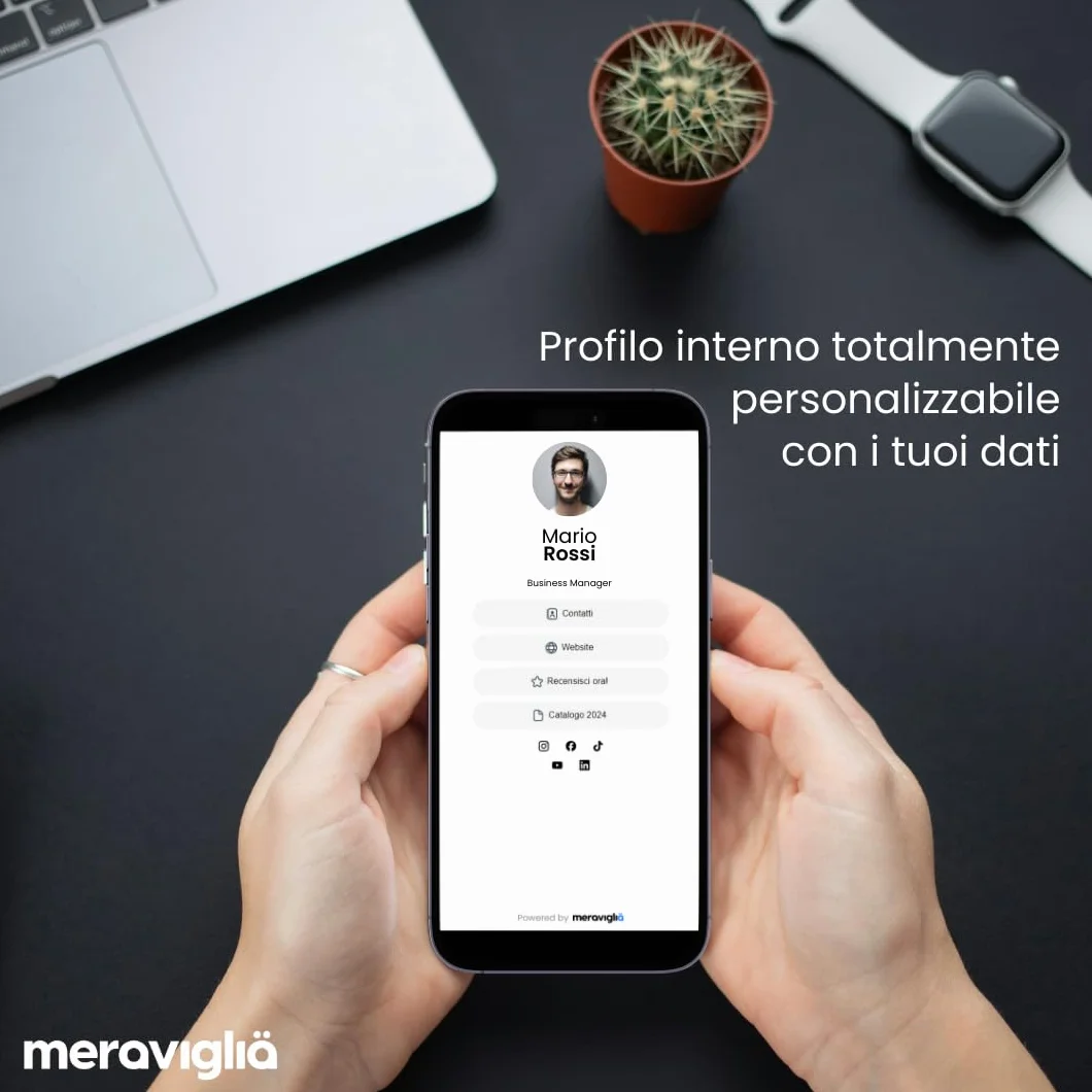 Biglietto da Visita Digitale NFC Personalizzato, Compatibile Android iOS, Condividi Contatti e Social Media