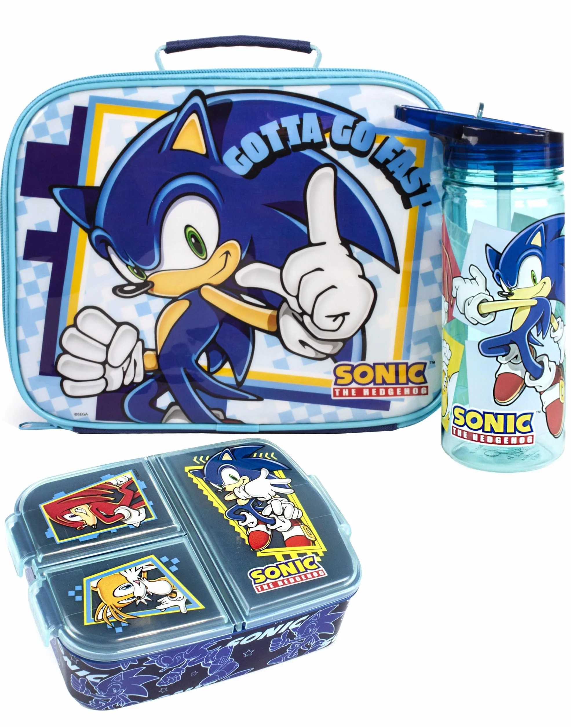 Sonic The Hedgehog sacco pranzo Set bambini (borsa, bottiglia d'acqua, snack) One Size