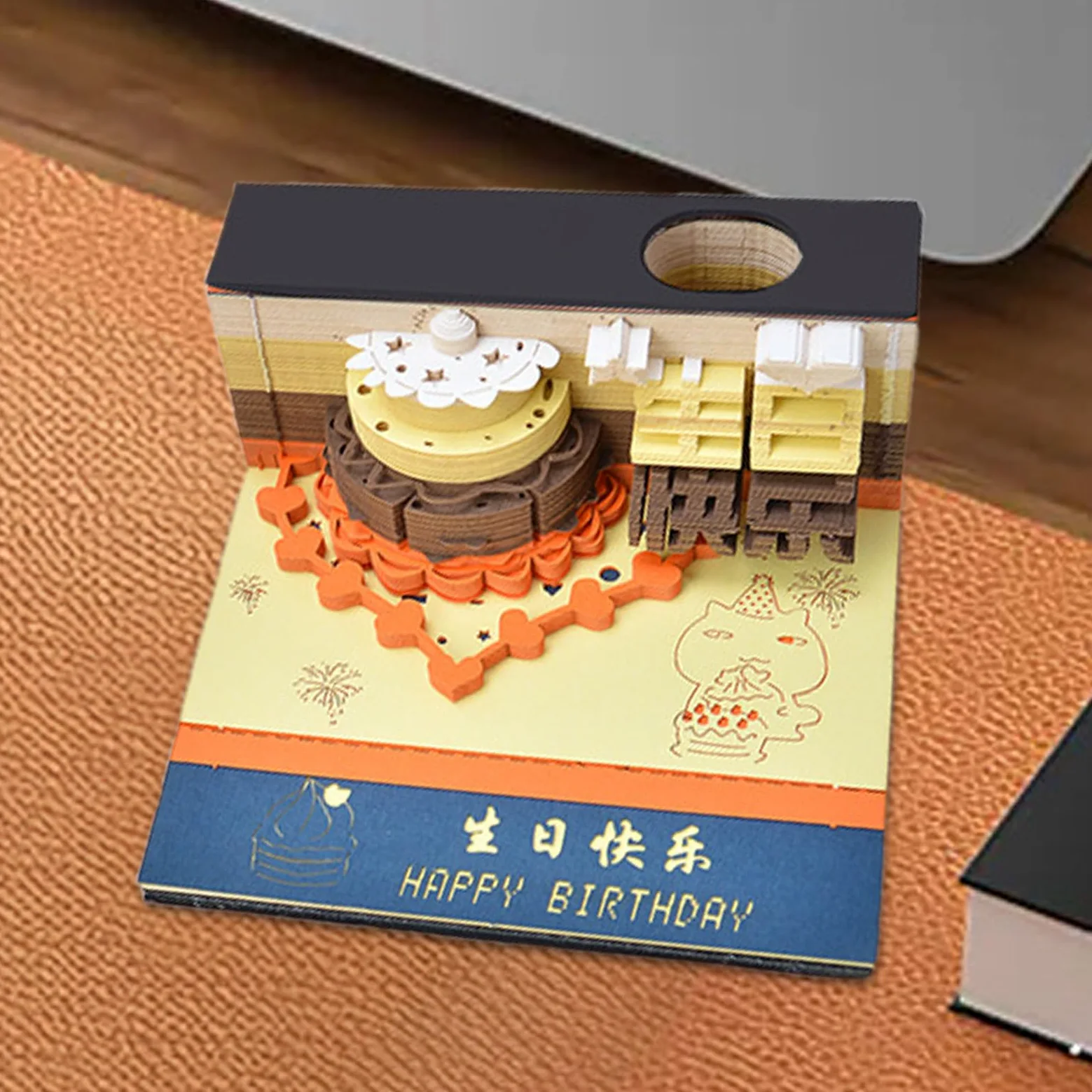 Blocco note 3D, adesivo con motivo vintage, per incisione, multiuso, vintage, per ufficio, Natale, Pasqua, scrivania
