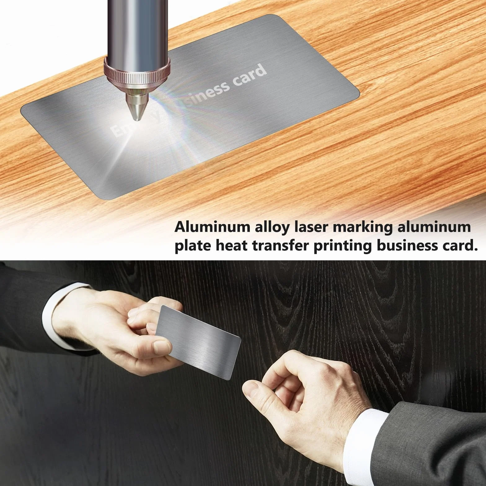 Biglietti da Visita in Metallo Alluminio Argento Spazzolato 10 Pezzi Spessore 0,45 mm