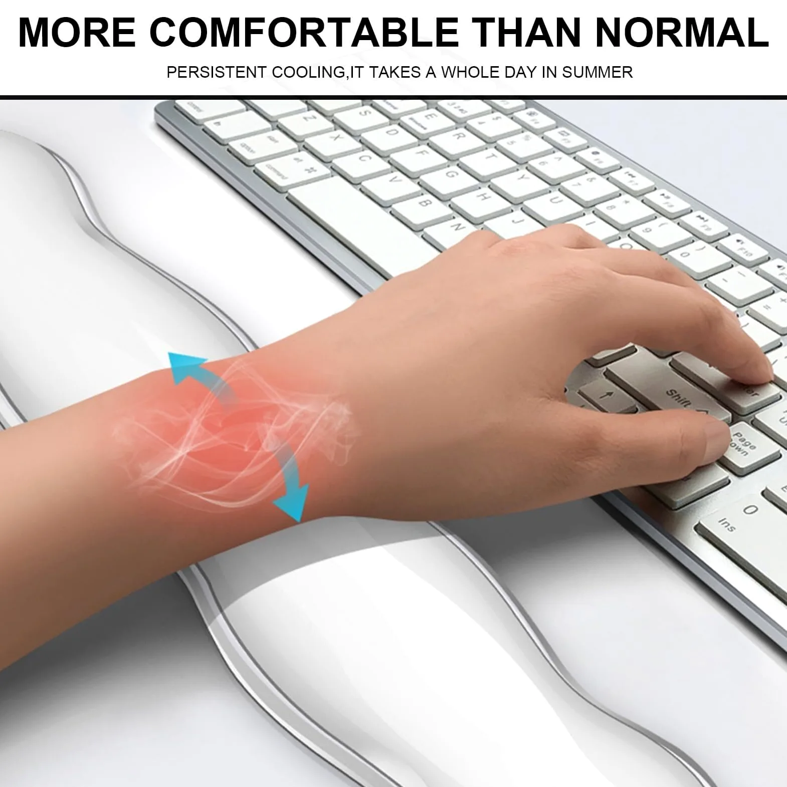 La coppia di poggiapolsi in gel rinfrescante for tastiera e l'uso del poggiapolsi ergonomico aumentano il comfort in ufficio