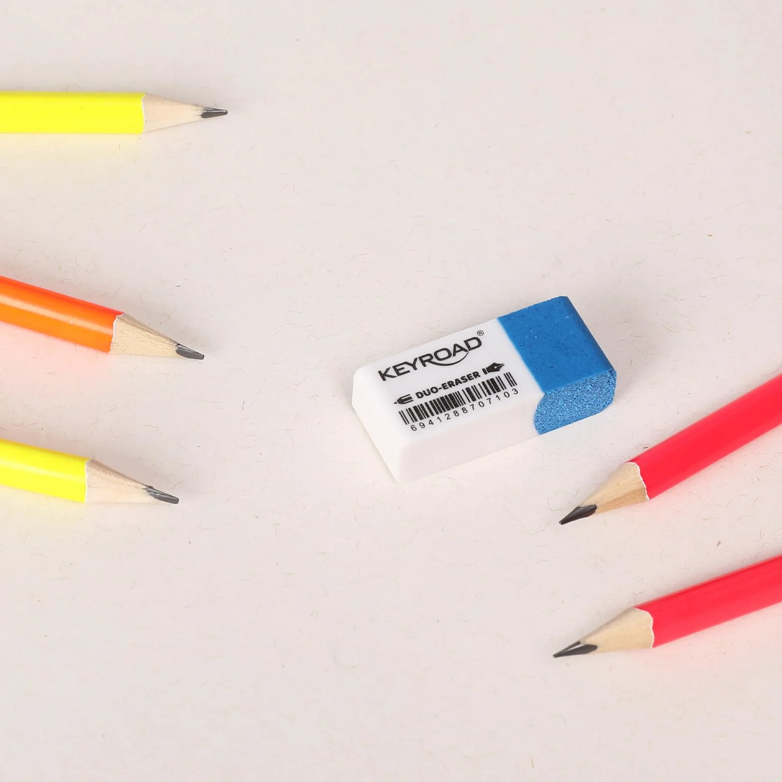 KeyRoad Gomma da cancellare multiuso per matita e penna a sfera 1 pezzo blu bianco