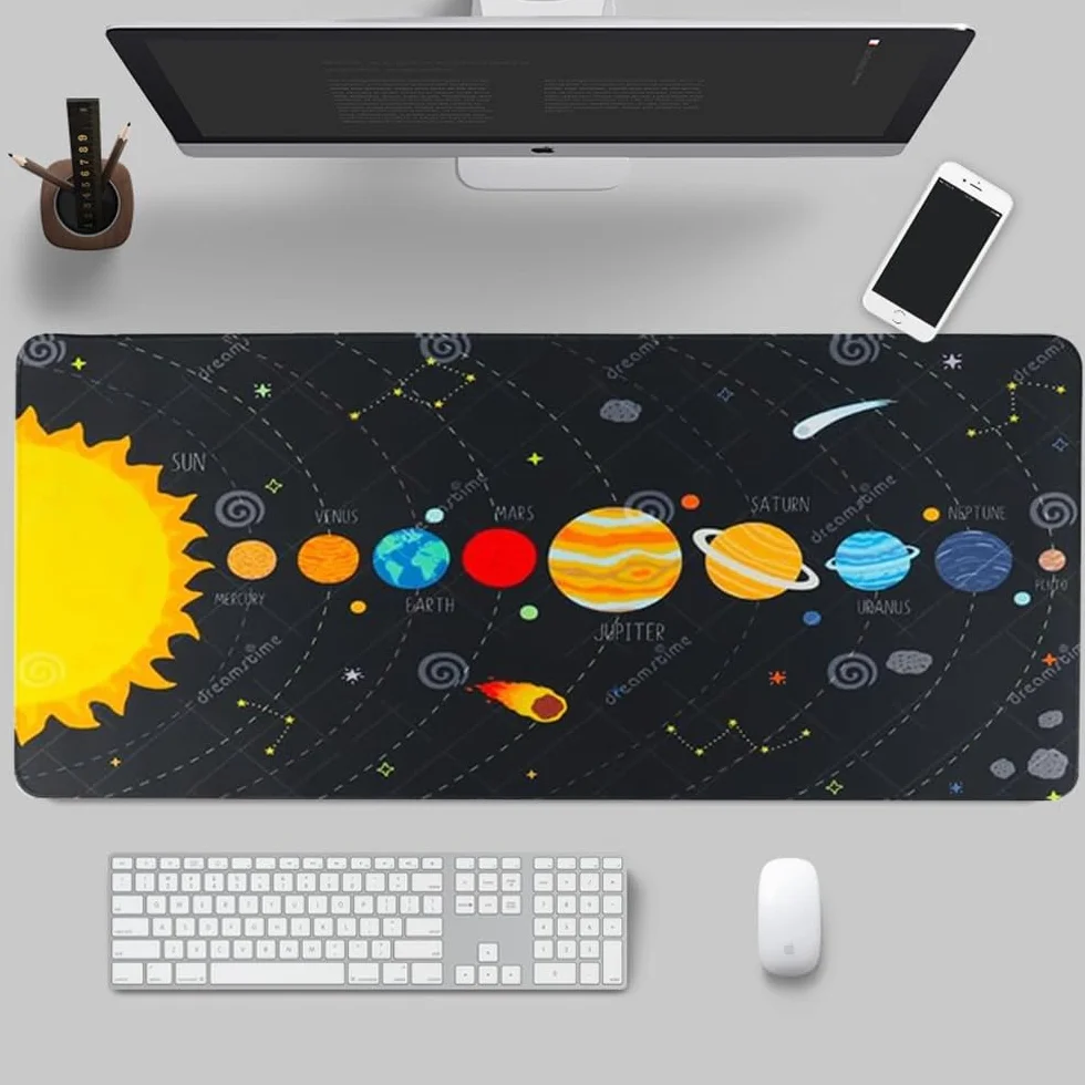 Tappetino Scrivania Sistema Solare 30 x 70 cm Gomma Lavabile per Bambini
