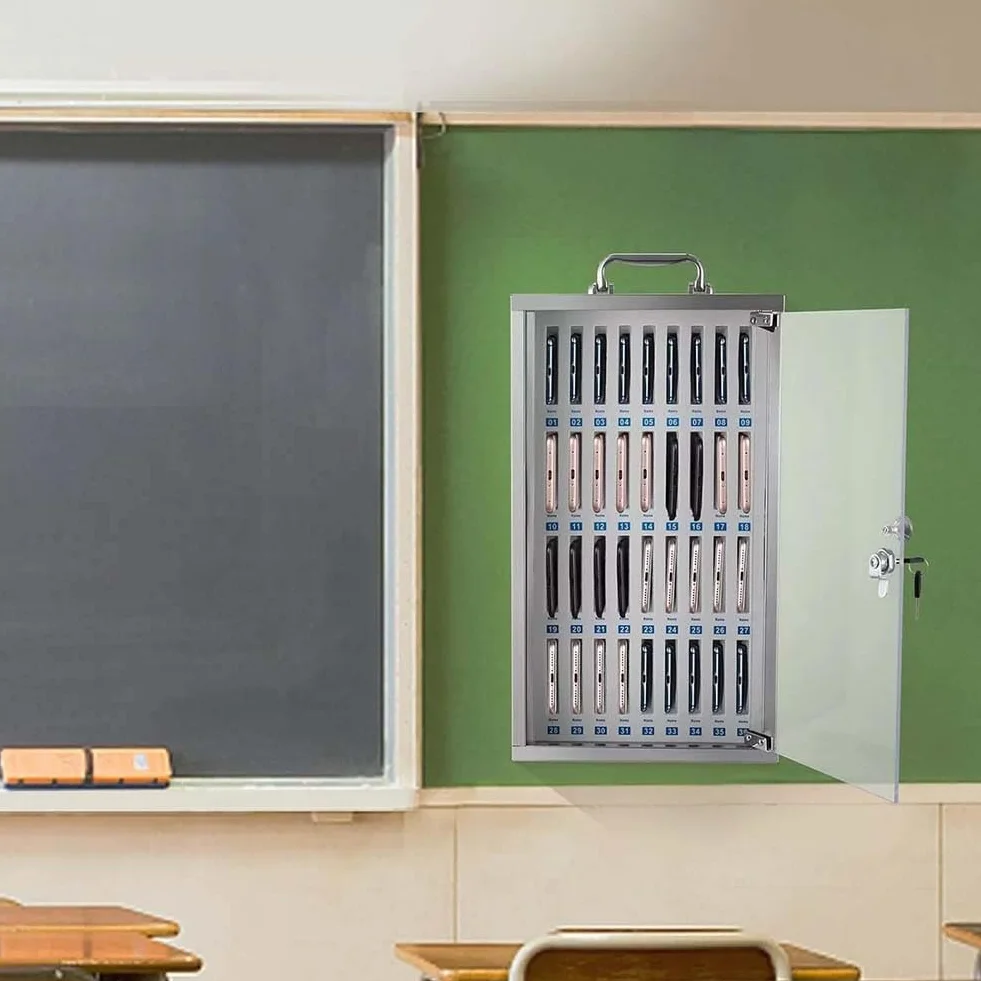 Armadietto fissato al muro del telefono cellulare della lega di alluminio con la serratura di sicurezza e la maniglia per i laboratori dell'ufficio dell'aula 24 Slot Gover
