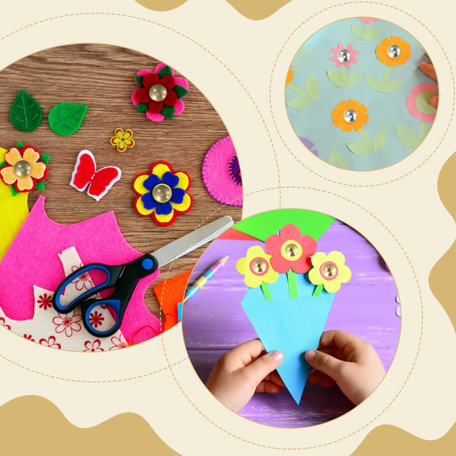 Fermacampioni Scrapbooking 300 Pezzi Mini Brads Rotondi Metallo per Carta DIY