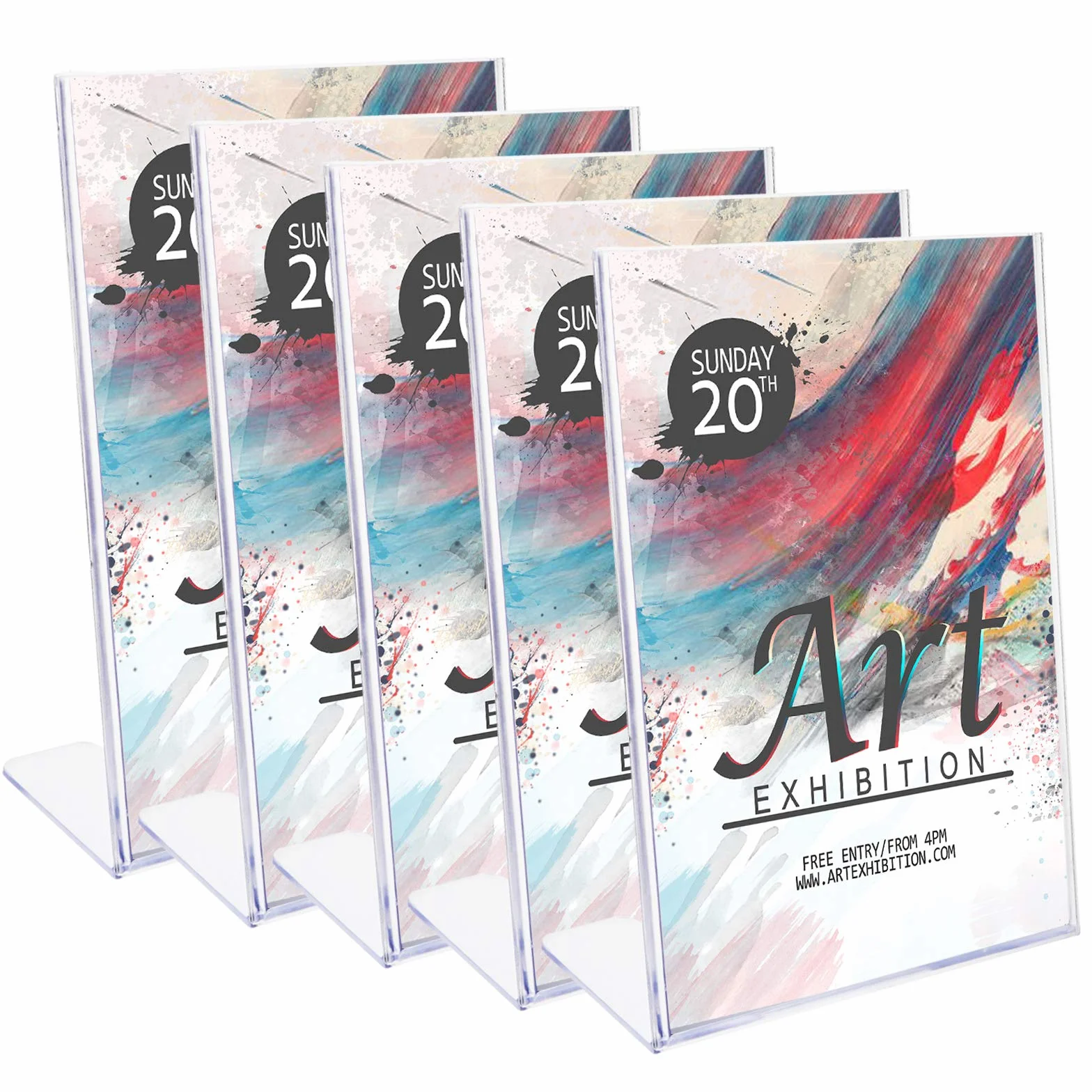 Espositore da Tavolo A4 (5 Pezzi)，Espositore per Poster in Acrilico Trasparent, Espositore a Forma di L per Casa, Ufficio, Scuola, Negozio