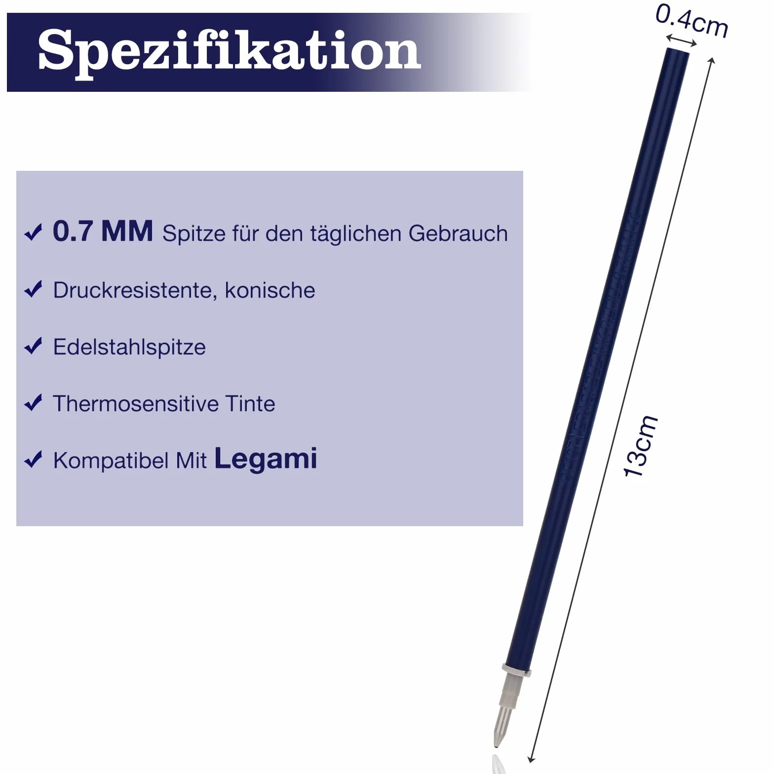 Legami mine di ricambio cancellabili 0,7 mm blu scuro 13 cm
