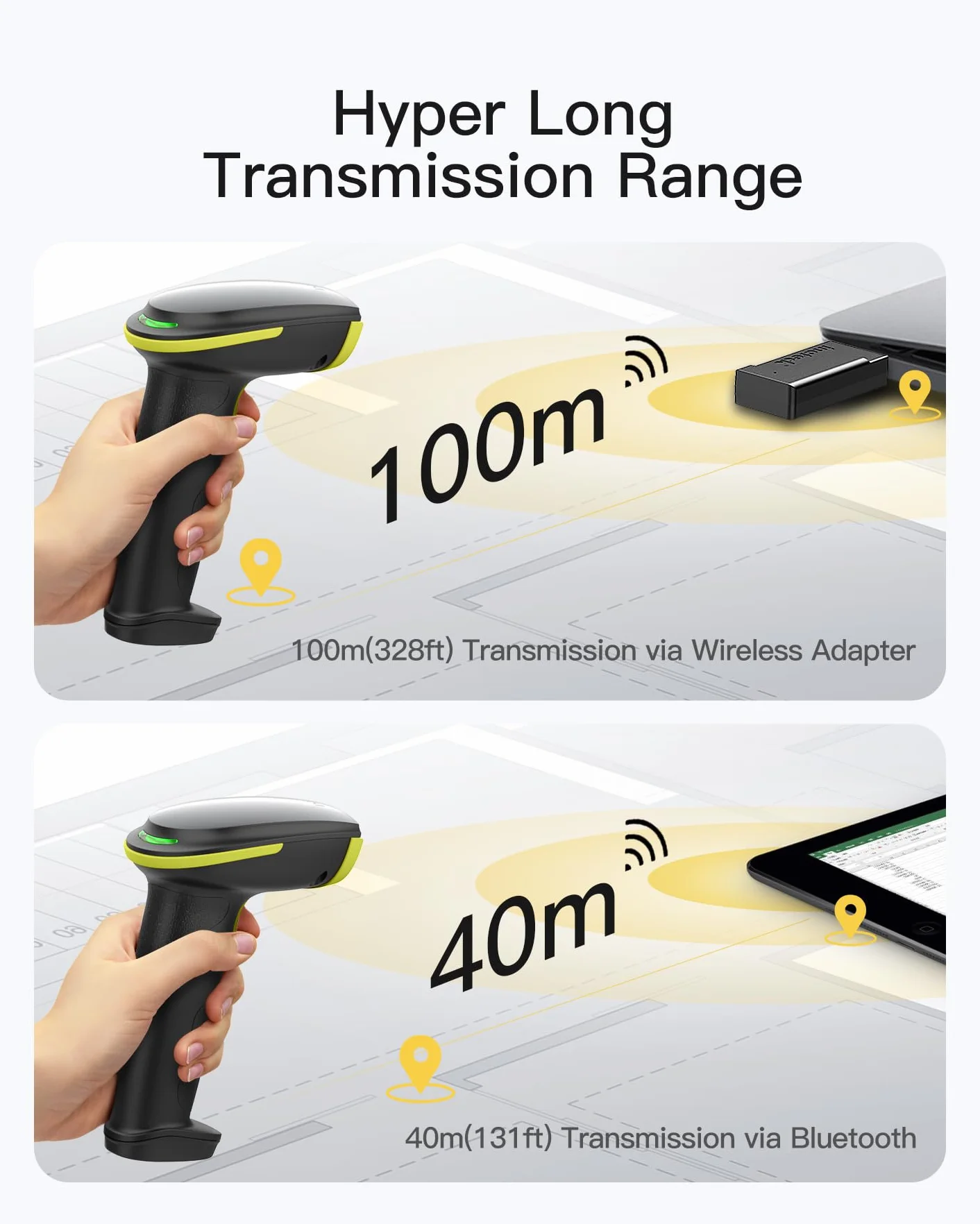 Inateck 2D Lettore Barcode Wireless con Supporto Intelligente, Lettore Codice a Barre Bluetooth, Barcode Scanner con App e SDK, Pistola Barcode con Batteria da 2600mAh, BCST-35