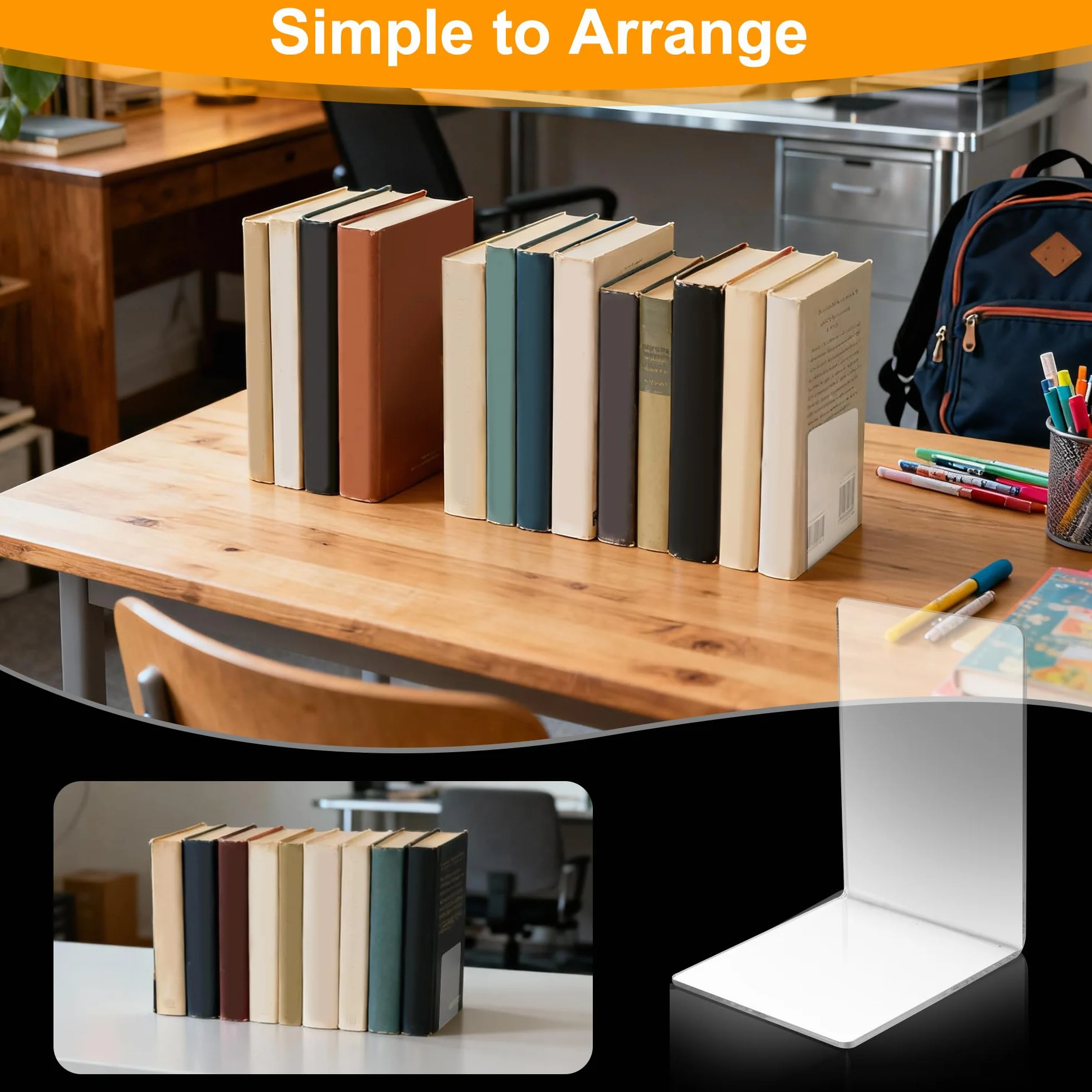 Fermalibri in acrilico trasparente 10 pezzi con cuscinetti antiscivolo in silicone Supporto per libri